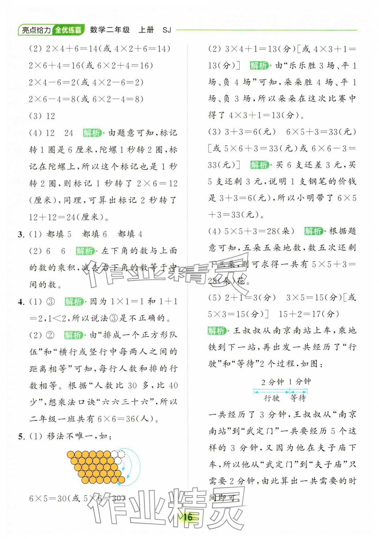 2023年亮點(diǎn)給力全優(yōu)練霸二年級數(shù)學(xué)上冊蘇教版 參考答案第16頁