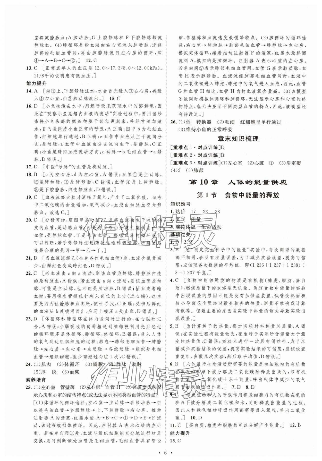 2024年思路教练同步课时作业七年级生物下册北师大版 第6页