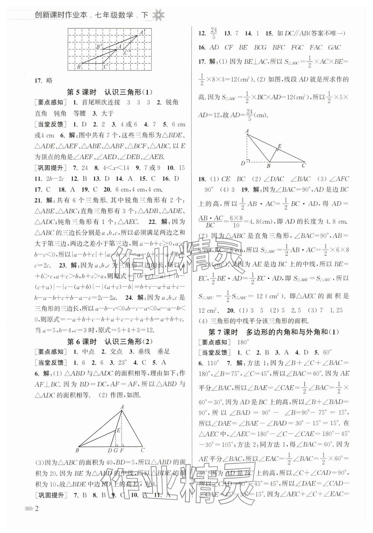 2024年創(chuàng)新課時(shí)作業(yè)本七年級(jí)數(shù)學(xué)下冊(cè)蘇科版 第2頁(yè)