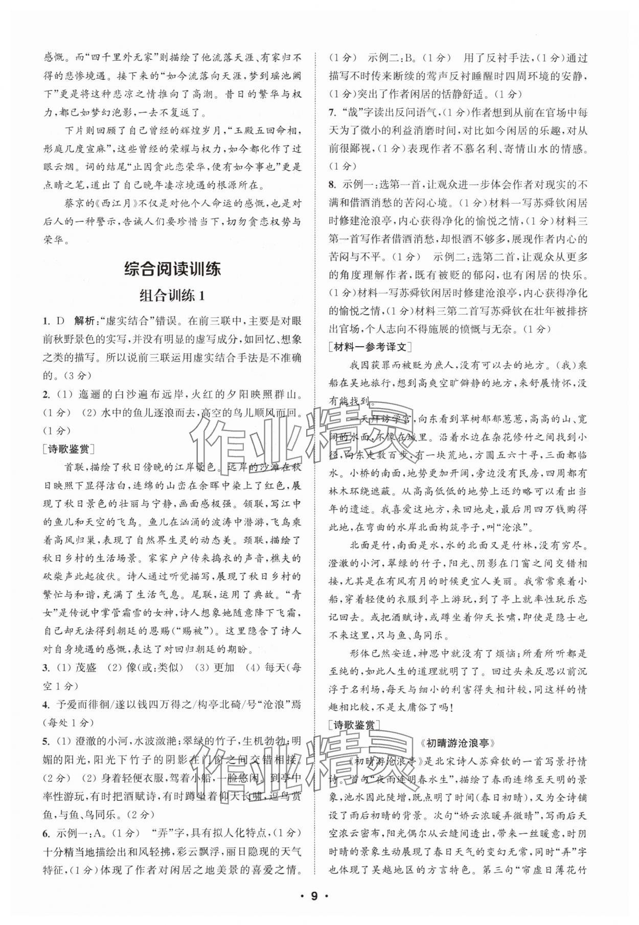 2025年通城学典初中语文阅读组合训练九年级苏州专版 第9页