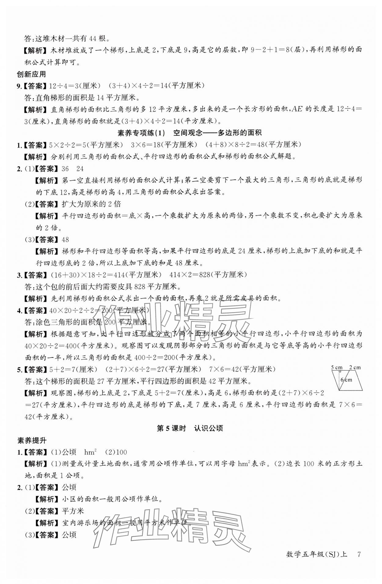 2023年素養(yǎng)天天練五年級數(shù)學(xué)上冊蘇教版 參考答案第7頁