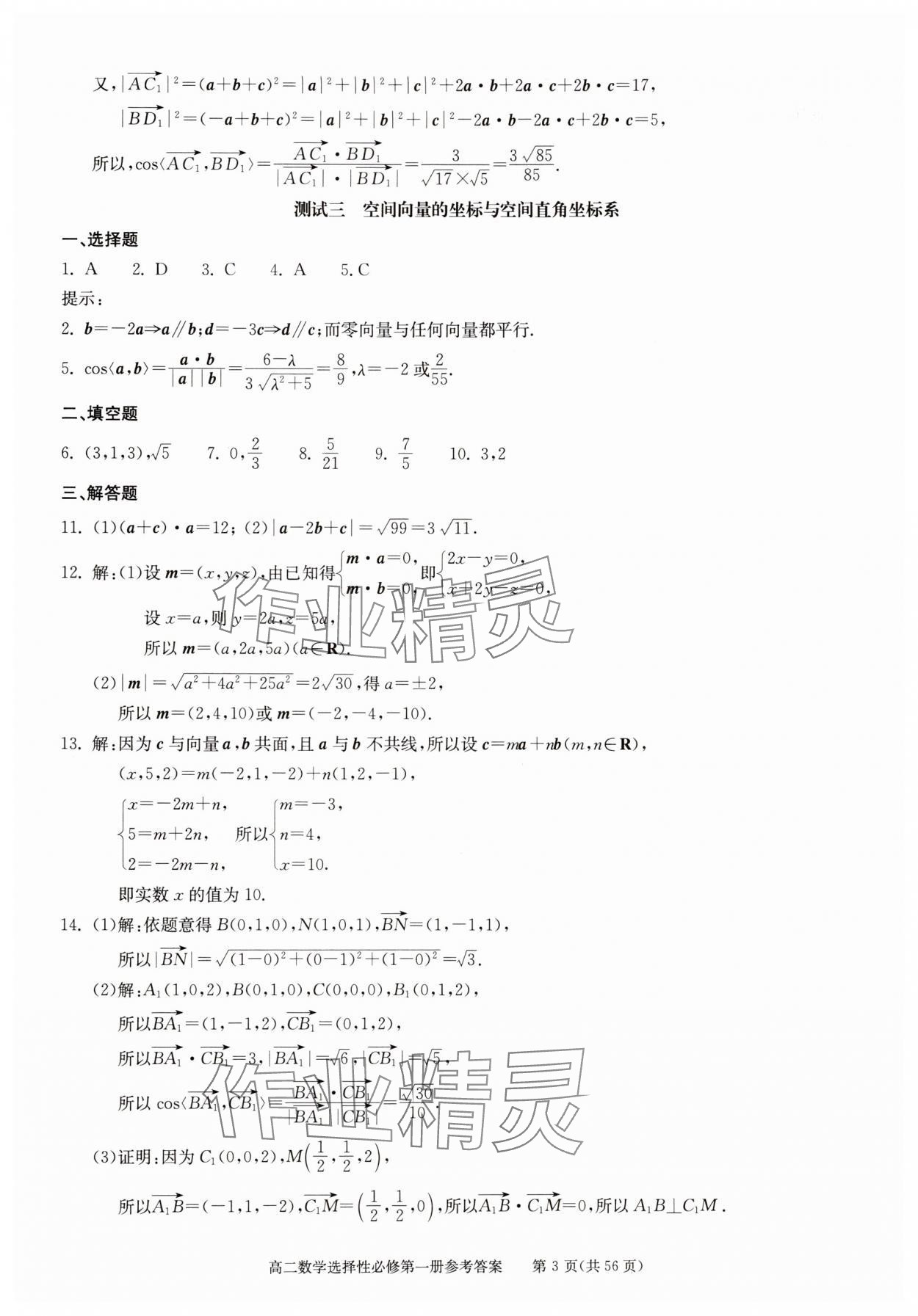2025年學(xué)習(xí)探究診斷高中數(shù)學(xué)選擇性必修第一冊 參考答案第3頁