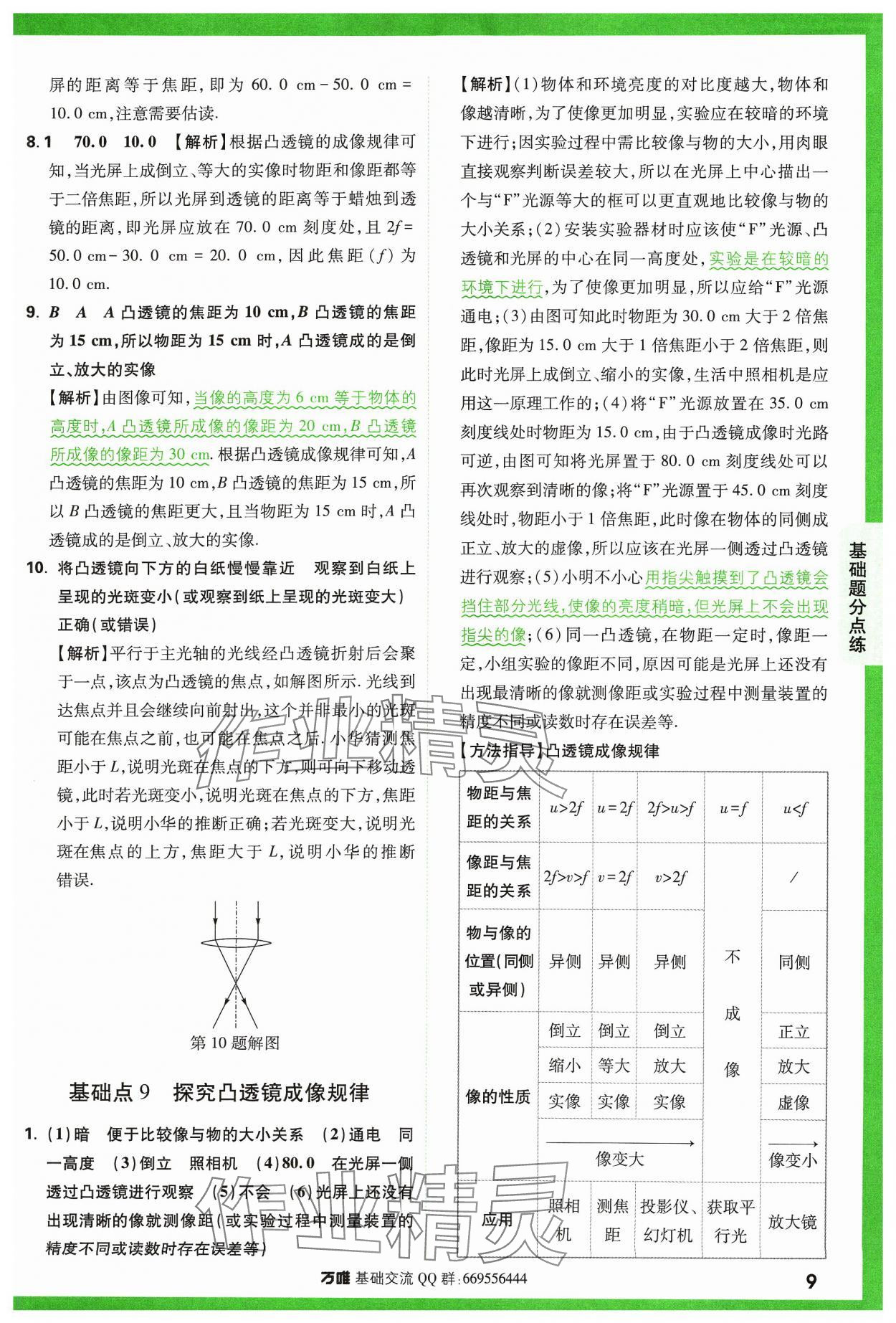 2024年万唯中考基础题物理 参考答案第9页