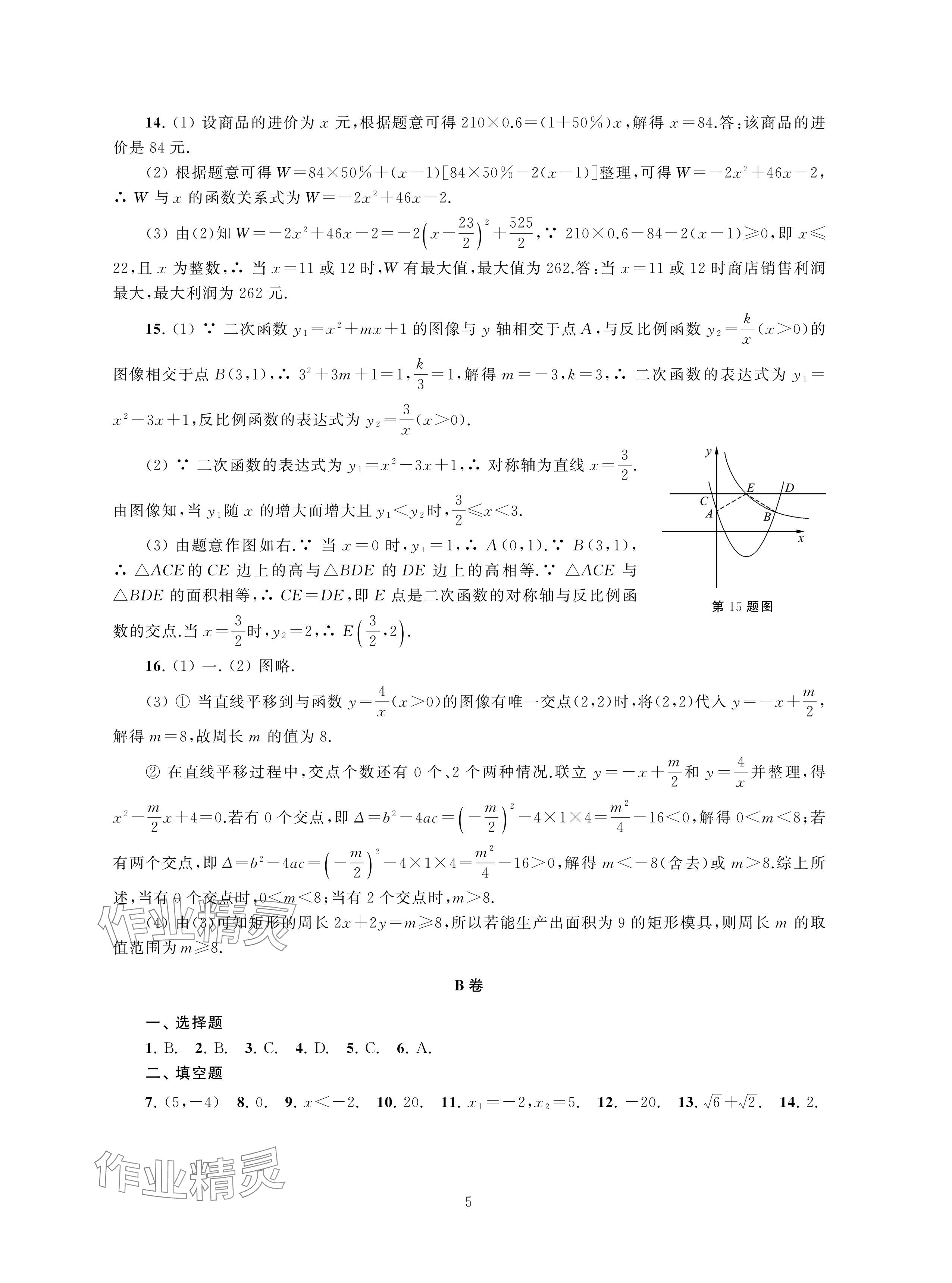 2024年中考檢測單元與模擬數(shù)學(xué) 參考答案第5頁