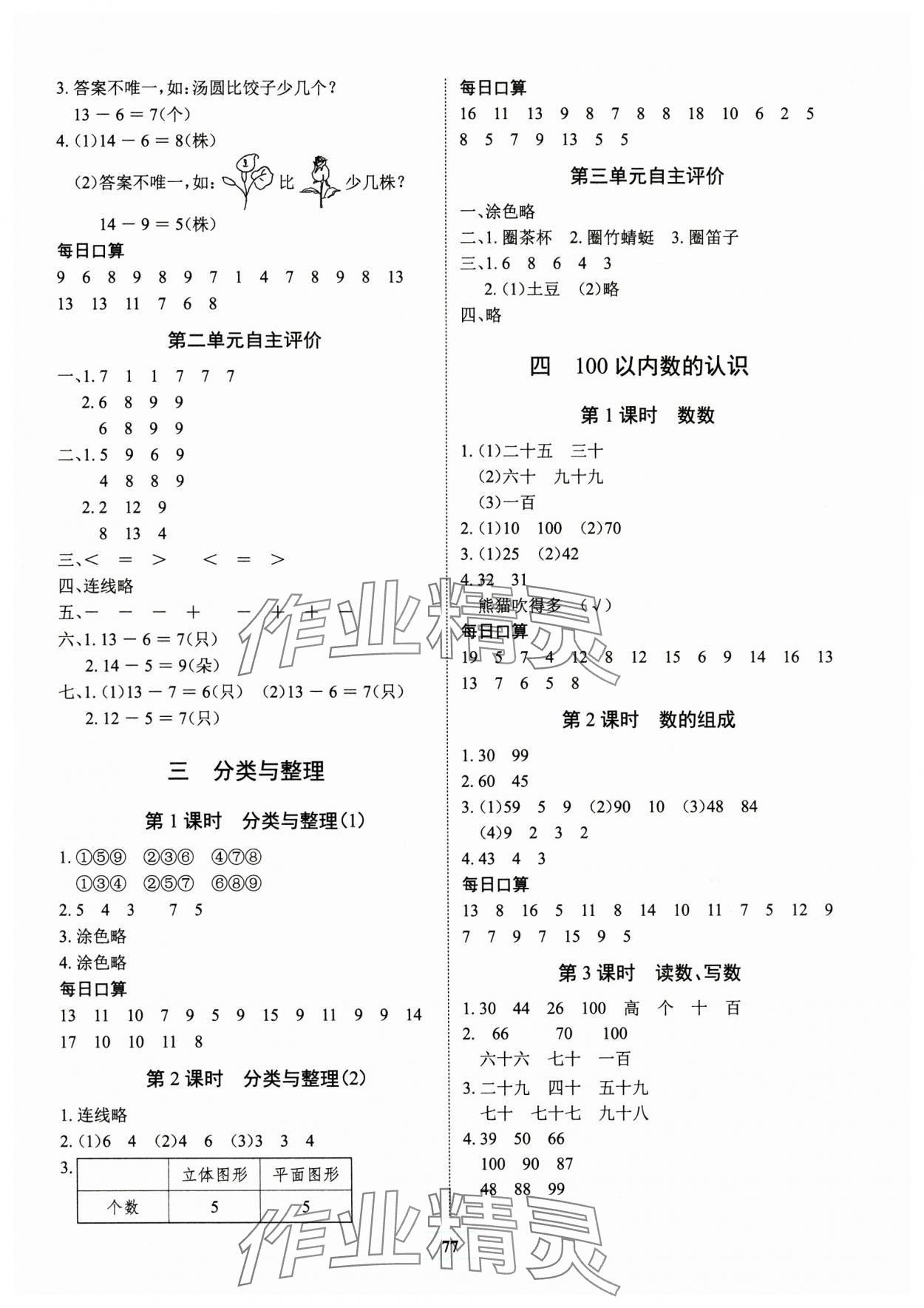 2024年長江全能學(xué)案課堂作業(yè)一年級數(shù)學(xué)下冊人教版 第3頁