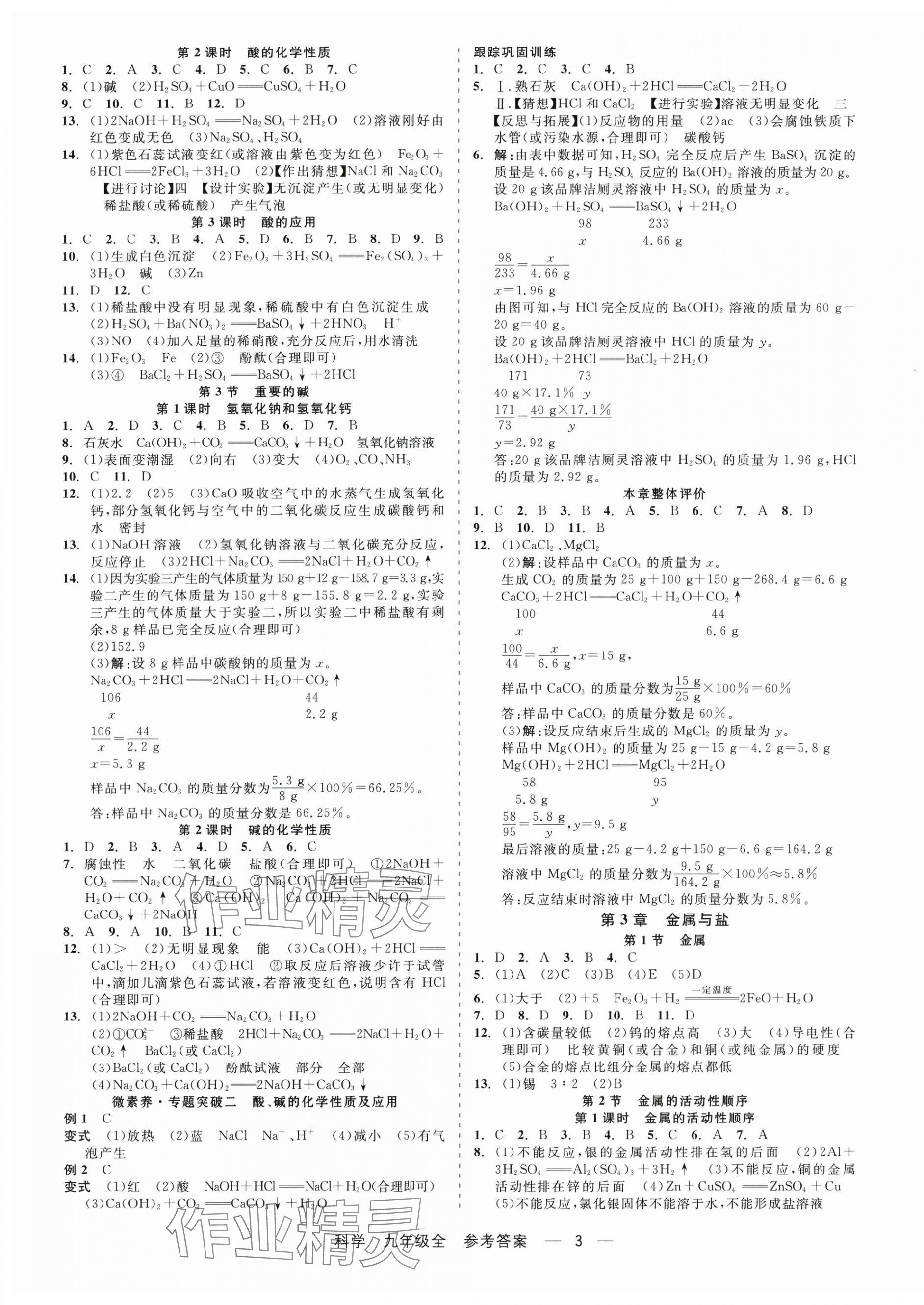 2025年精彩練習就練這一本九年級科學全一冊華師大版&nbsp;第3頁