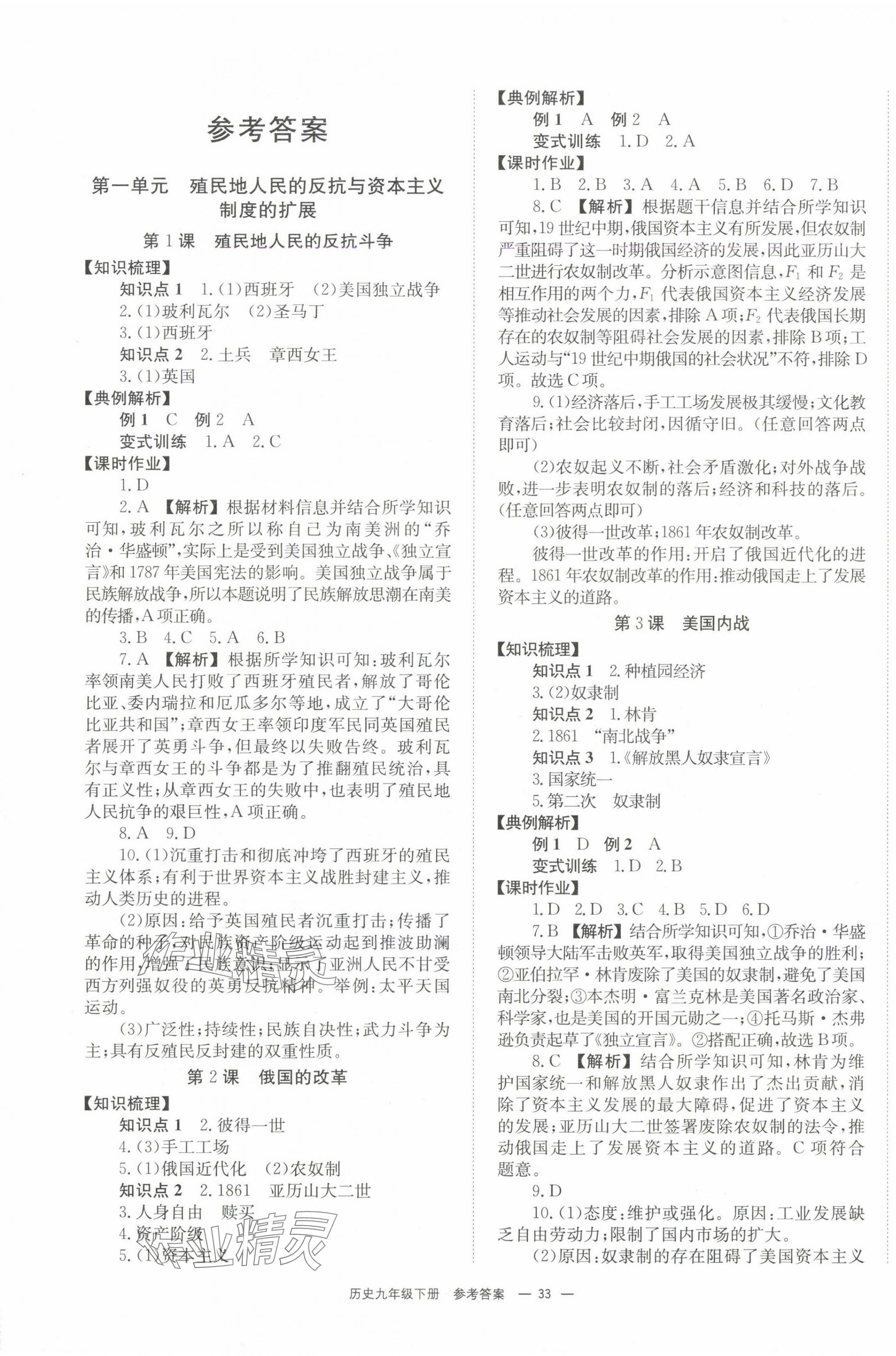 2025年全效學(xué)習(xí)學(xué)業(yè)評(píng)價(jià)方案九年級(jí)歷史下冊(cè)人教版 第1頁