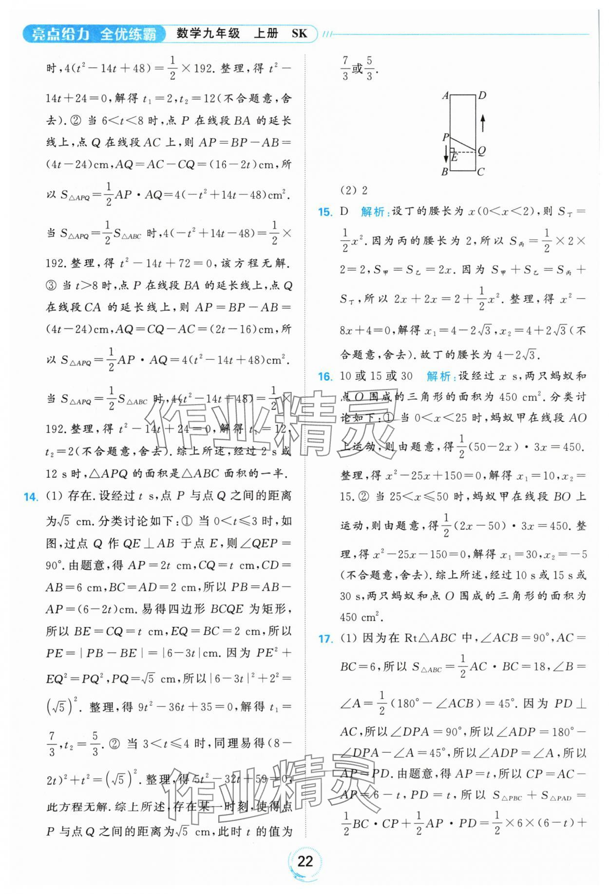 2024年亮點給力全優(yōu)練霸九年級數(shù)學上冊蘇科版 參考答案第22頁