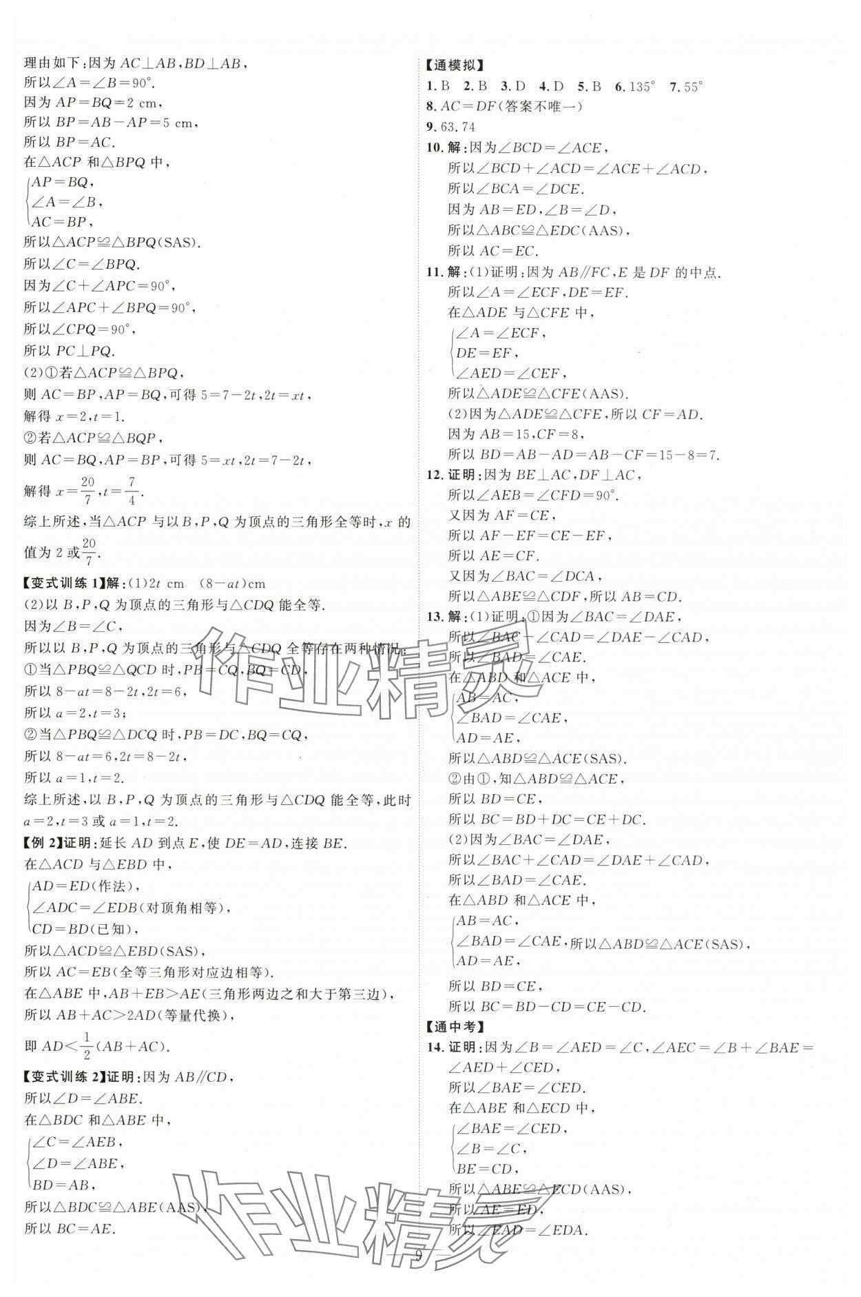 2025年優(yōu)加學(xué)案課時通八年級數(shù)學(xué)上冊青島版 第9頁