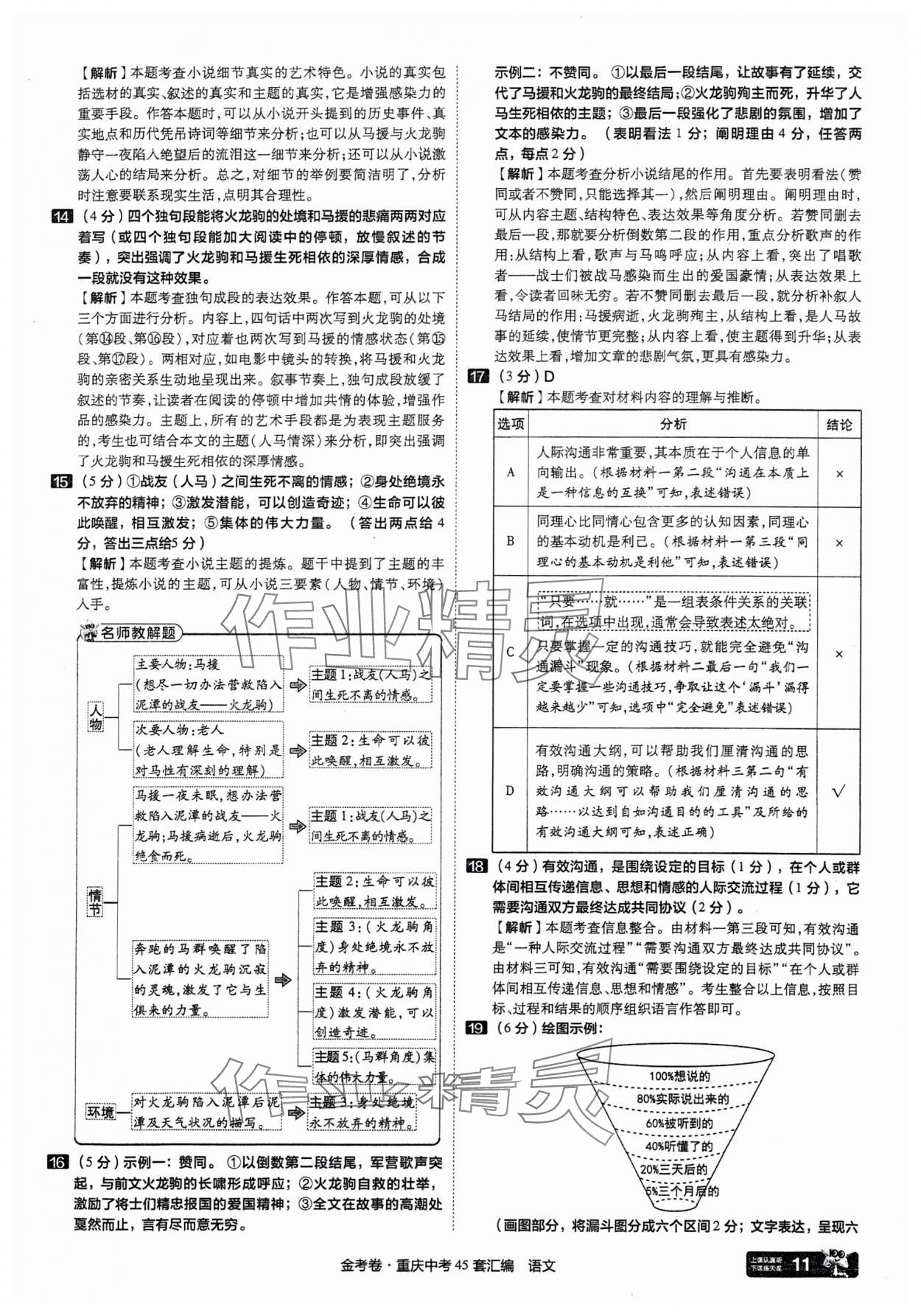 2025年金考卷中考45套匯編語文重慶專版 參考答案第11頁