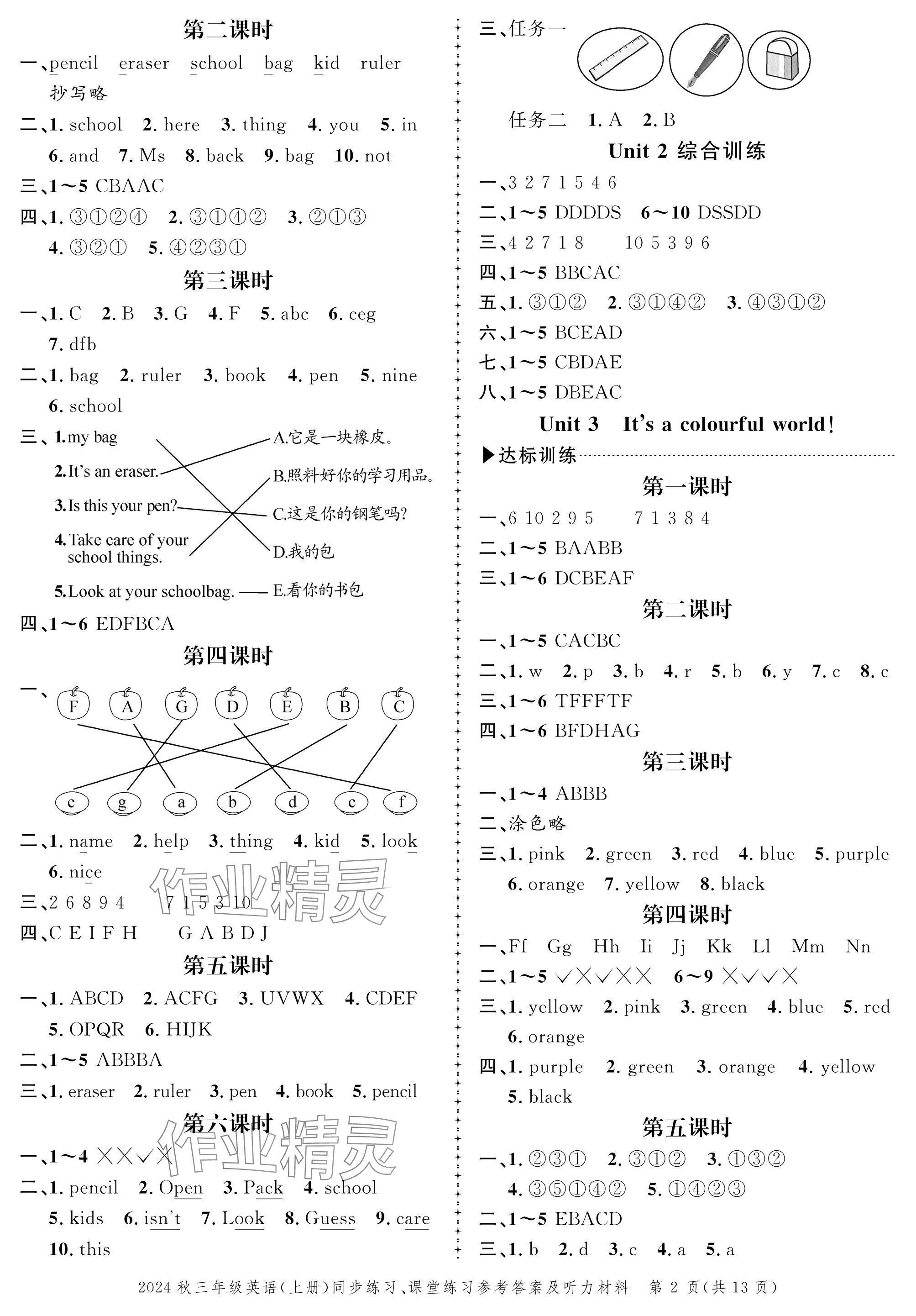 2024年創(chuàng)新作業(yè)同步練習(xí)三年級(jí)英語(yǔ)上冊(cè)外研版 參考答案第2頁(yè)