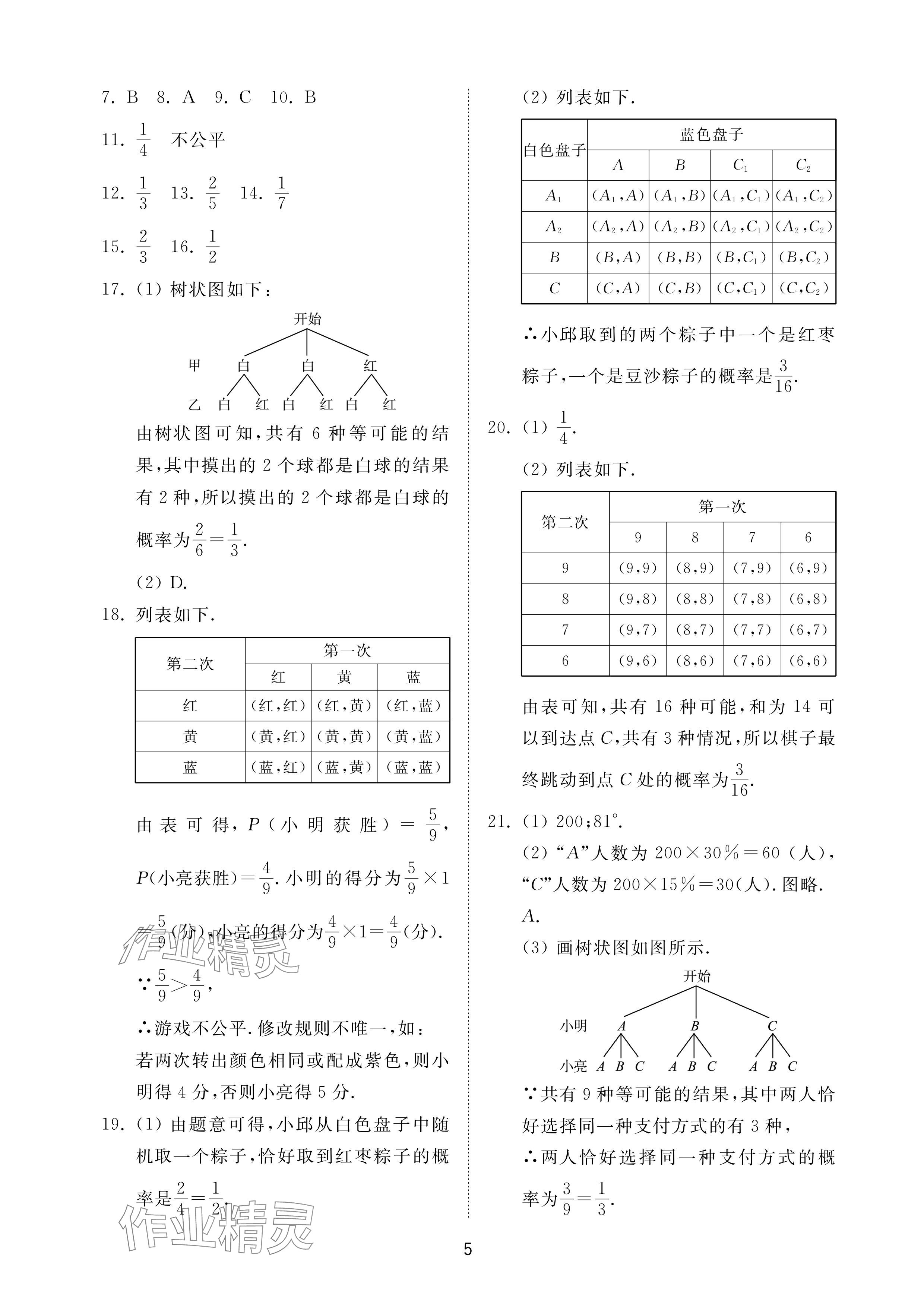 2024年同步練習(xí)冊配套檢測卷九年級數(shù)學(xué)下冊魯教版煙臺專版54制 參考答案第5頁