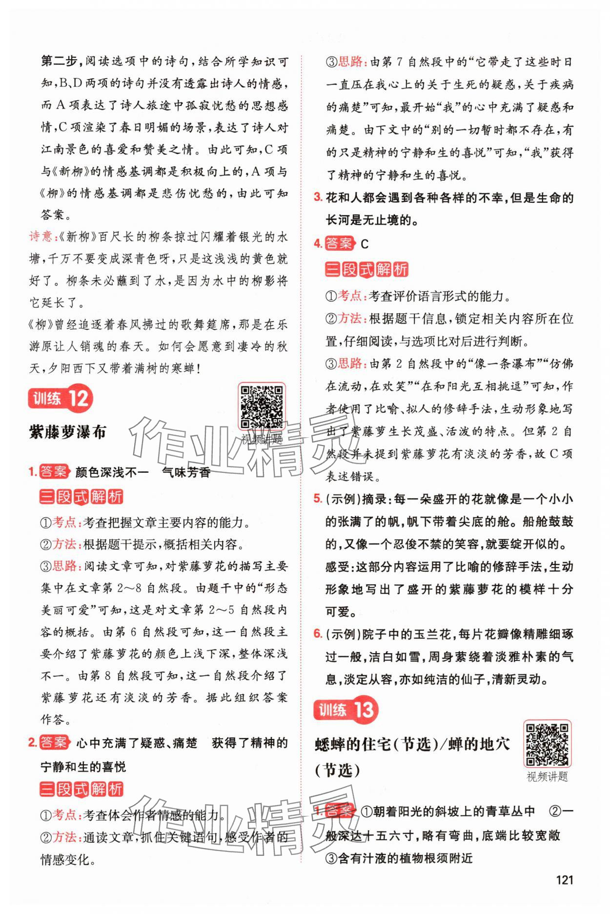 2024年一本閱讀能力訓(xùn)練100分四年級語文上冊人教版浙江專版 參考答案第9頁