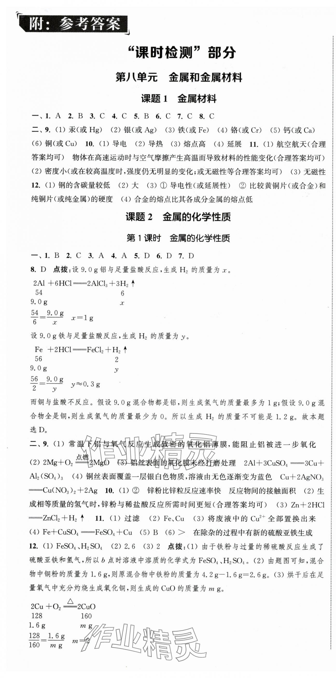 2024年通城學(xué)典活頁(yè)檢測(cè)九年級(jí)化學(xué)下冊(cè)人教版 第1頁(yè)