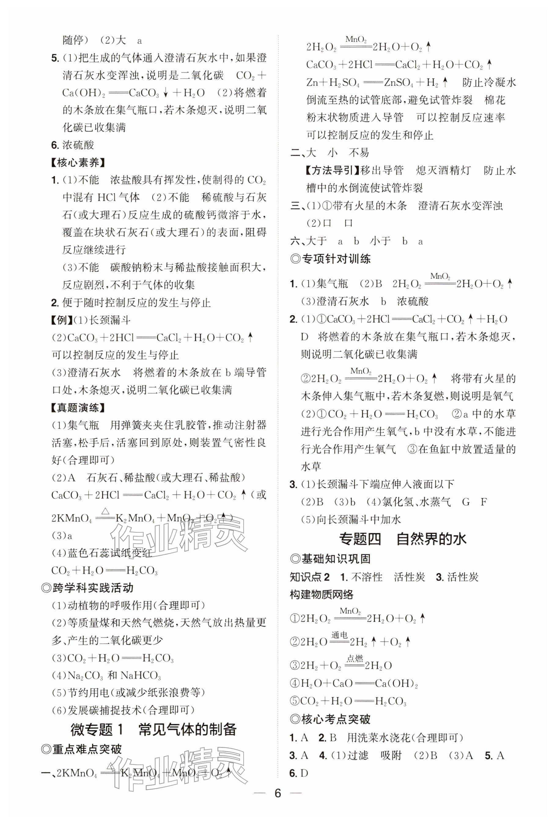 2026年中考备战策略化学贵州专版&nbsp;参考答案第6页