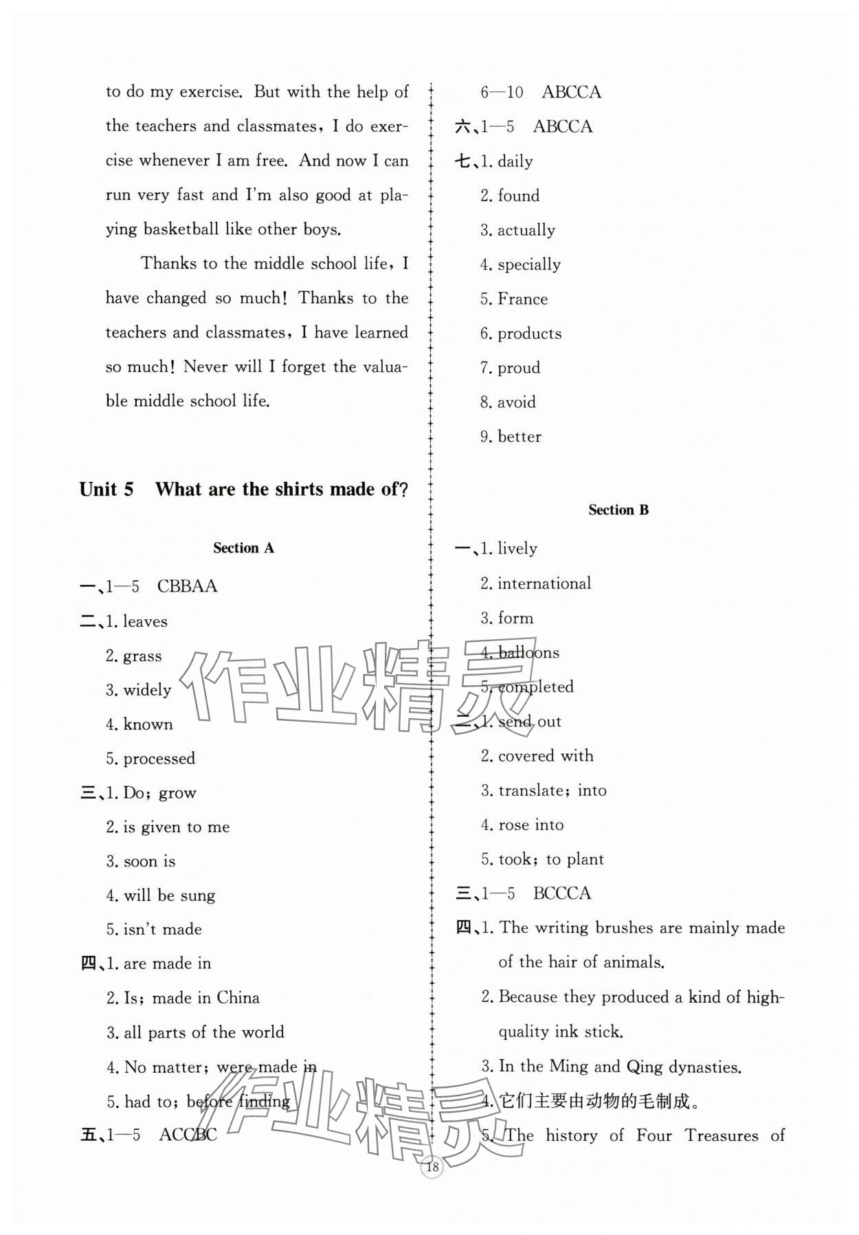 2025年同步練習冊智慧拓展九年級英語上冊人教版菏澤專版 參考答案第6頁