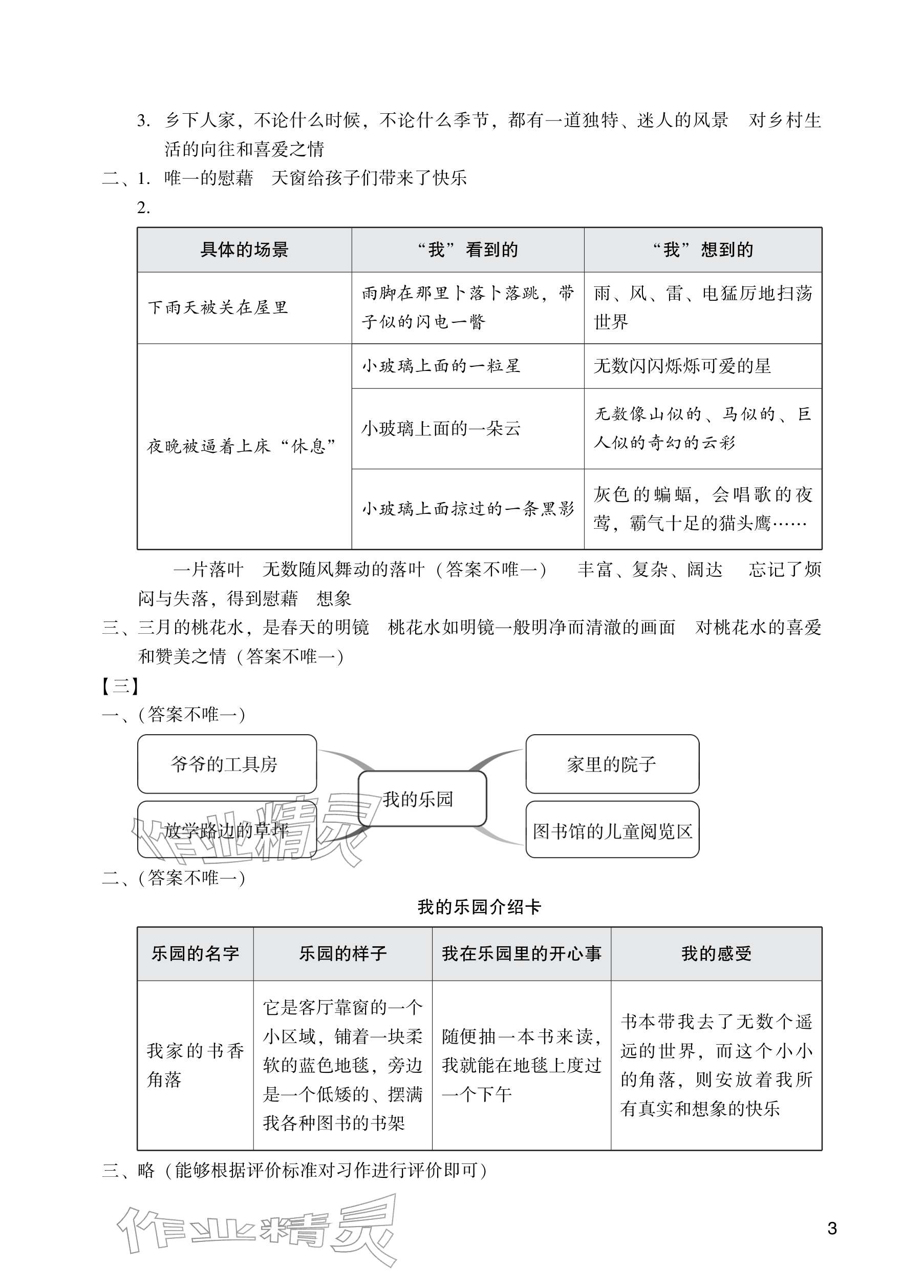2026年阳光学业评价四年级语文下册人教版&nbsp;参考答案第3页