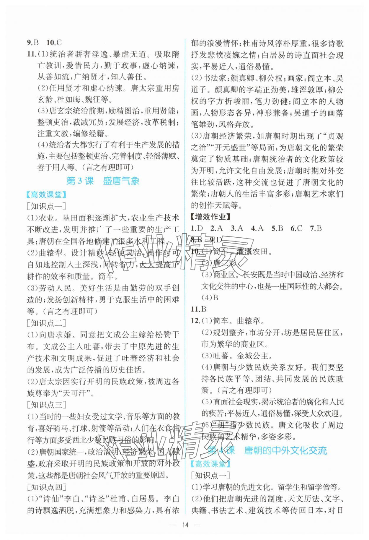 2024年人教金学典同步解析与测评七年级历史下册人教版云南专版 第2页