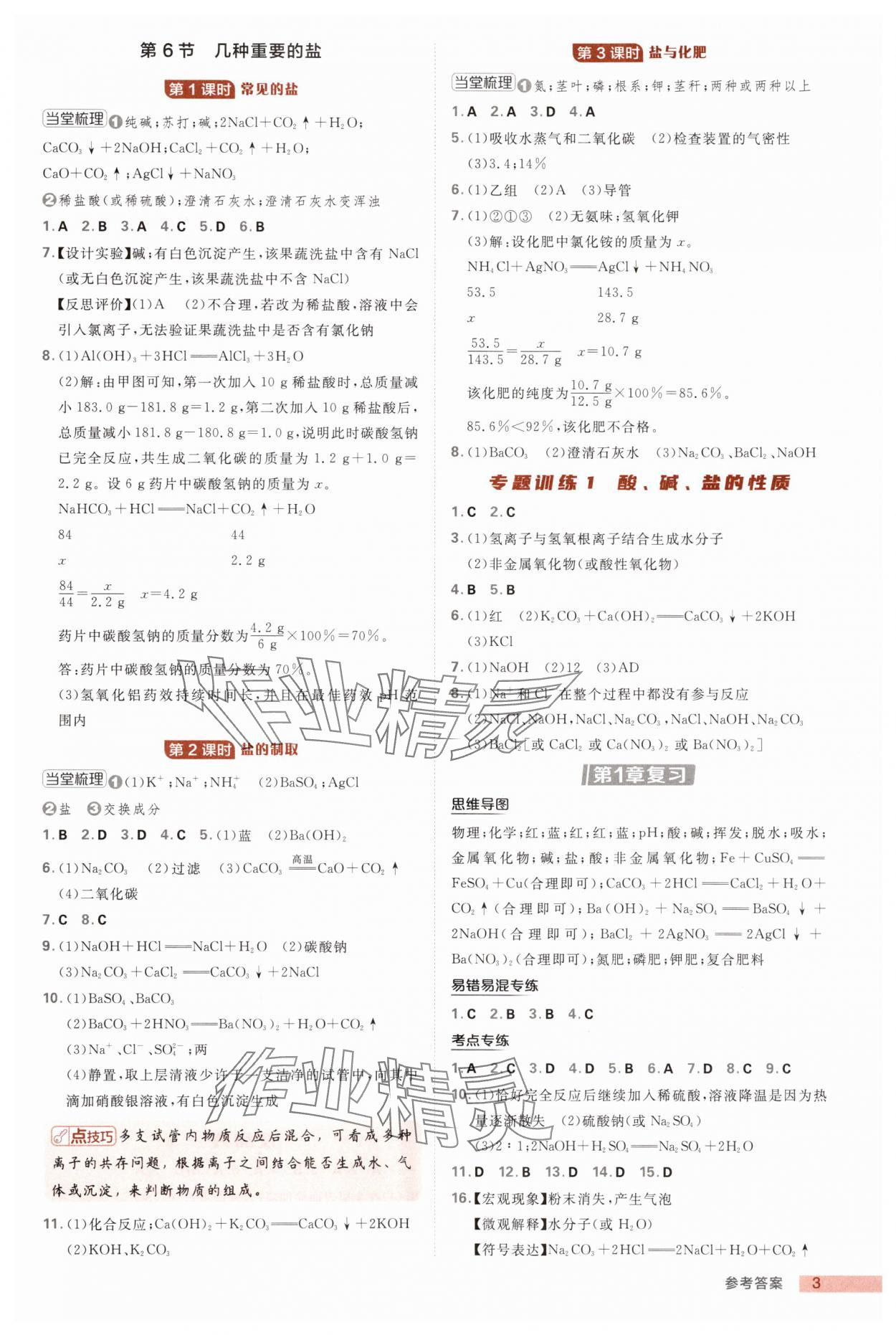 2025年綜合應用創(chuàng)新題典中點九年級科學全一冊浙教版浙江專版 第3頁