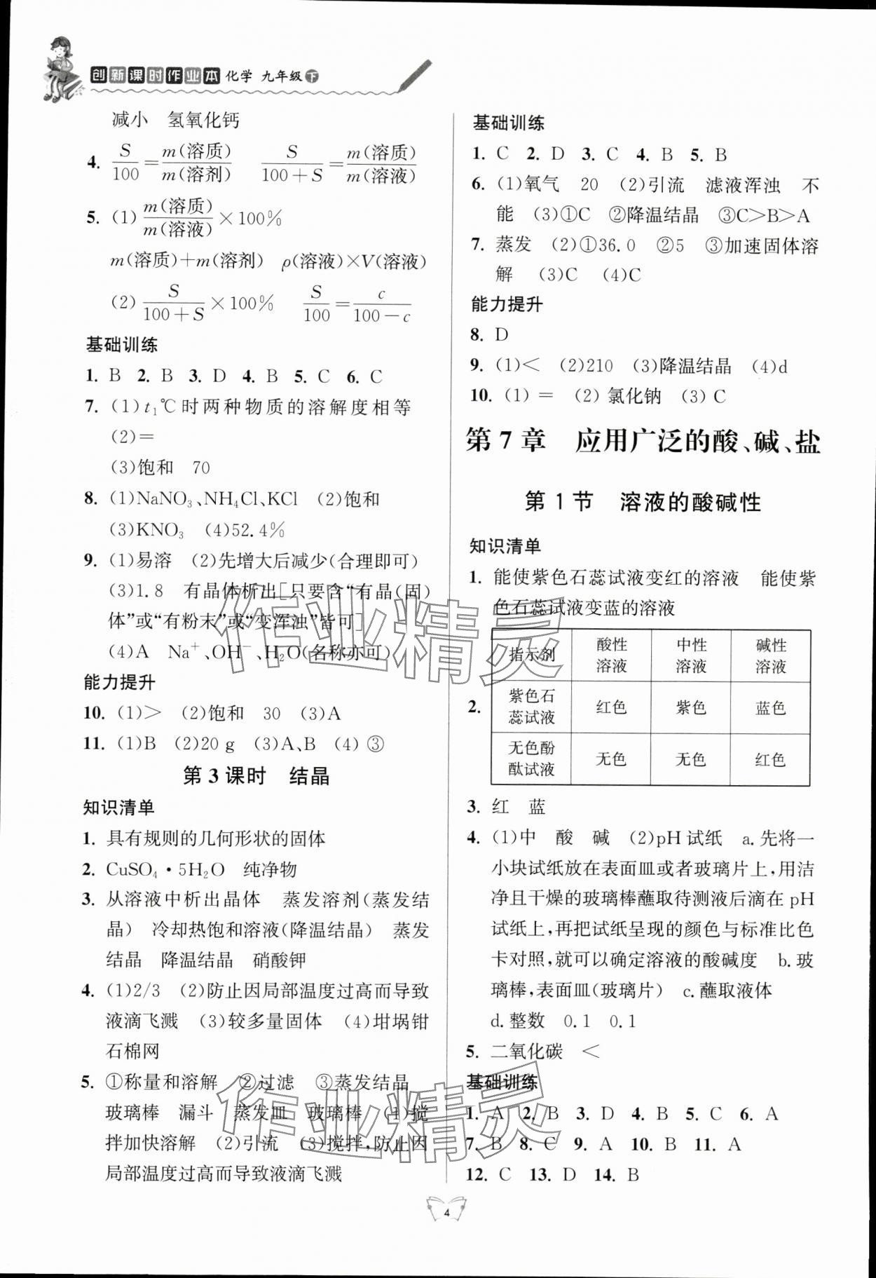 2024年創(chuàng)新課時作業(yè)本江蘇人民出版社九年級化學下冊滬教版 第4頁