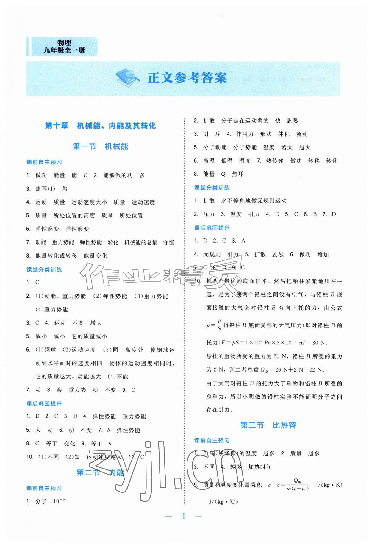 2026年核心素养进阶伴学案九年级物理全一册北师大版&nbsp;第1页