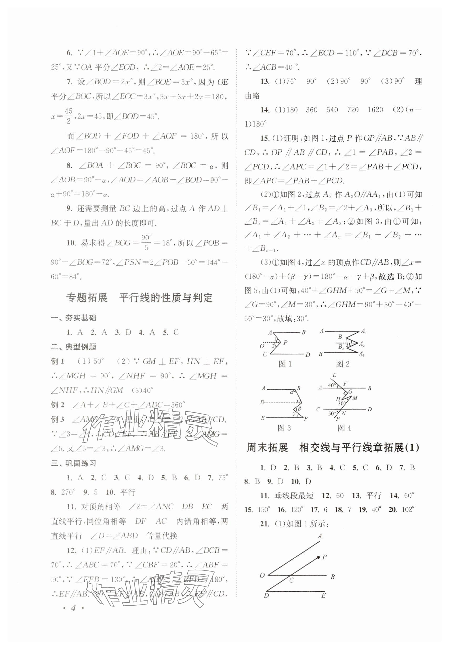 2025年拓展與培優七年級數學下冊浙教版 參考答案第4頁