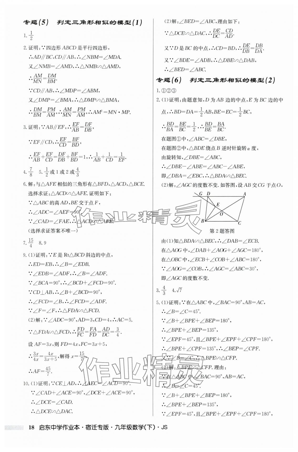 2024年启东中学作业本九年级数学下册苏科版宿迁专版 第18页