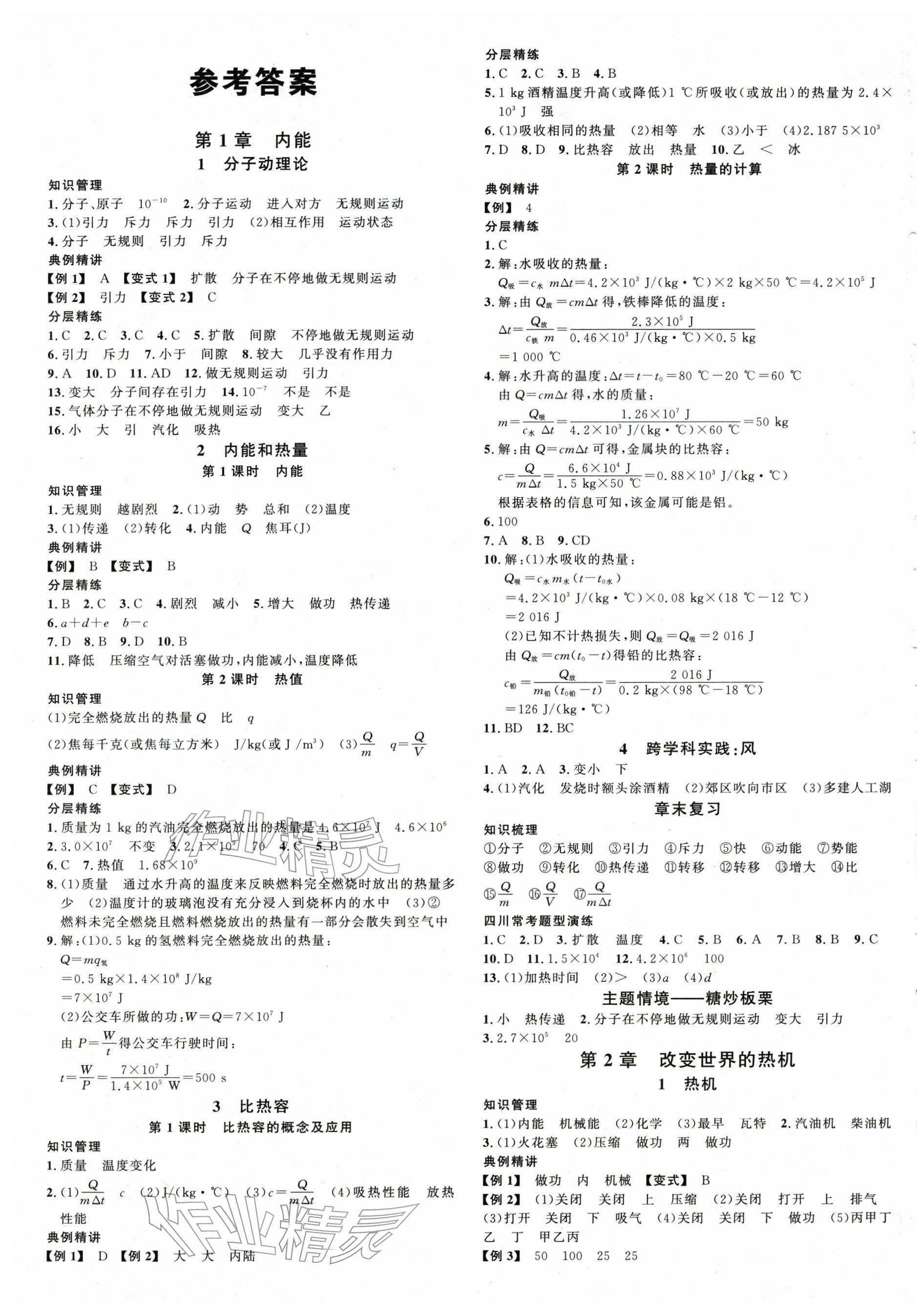 2025年名校课堂九年级物理全一册教科版四川专版 第1页