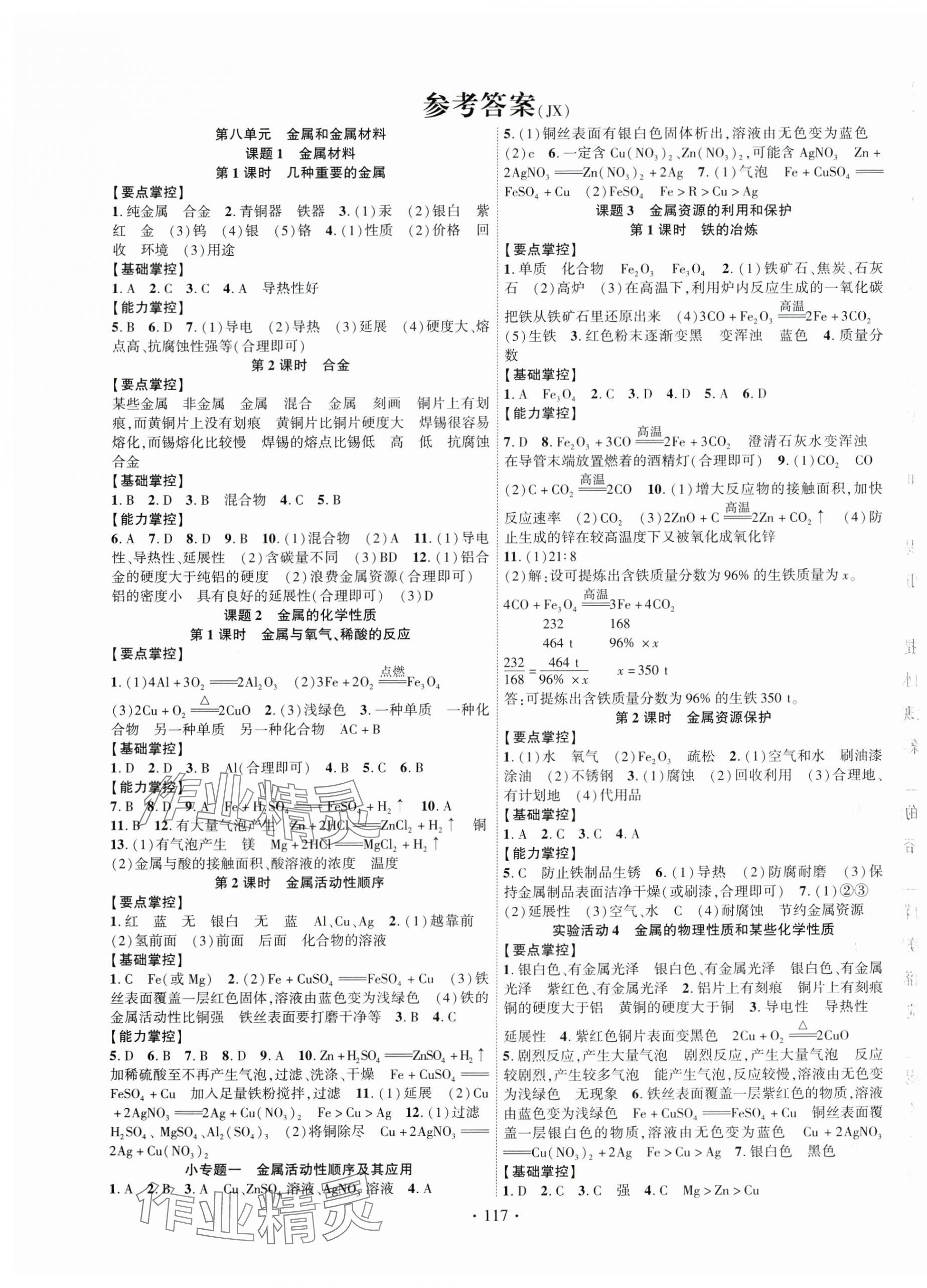 2024年課時(shí)掌控九年級(jí)化學(xué)下冊人教版江西專版 第1頁