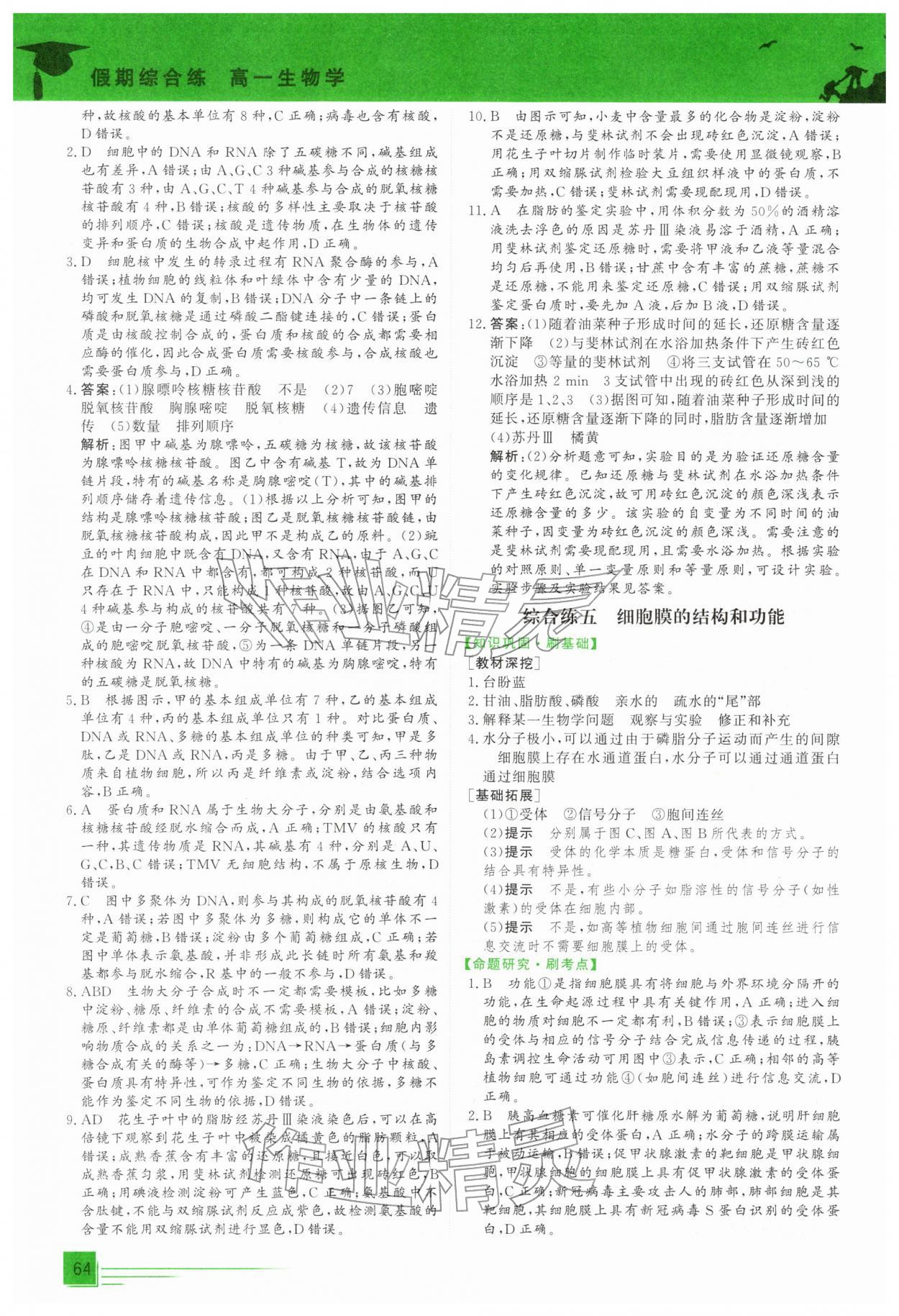 2026年文轩假期综合练高一生物通用版&nbsp;第4页