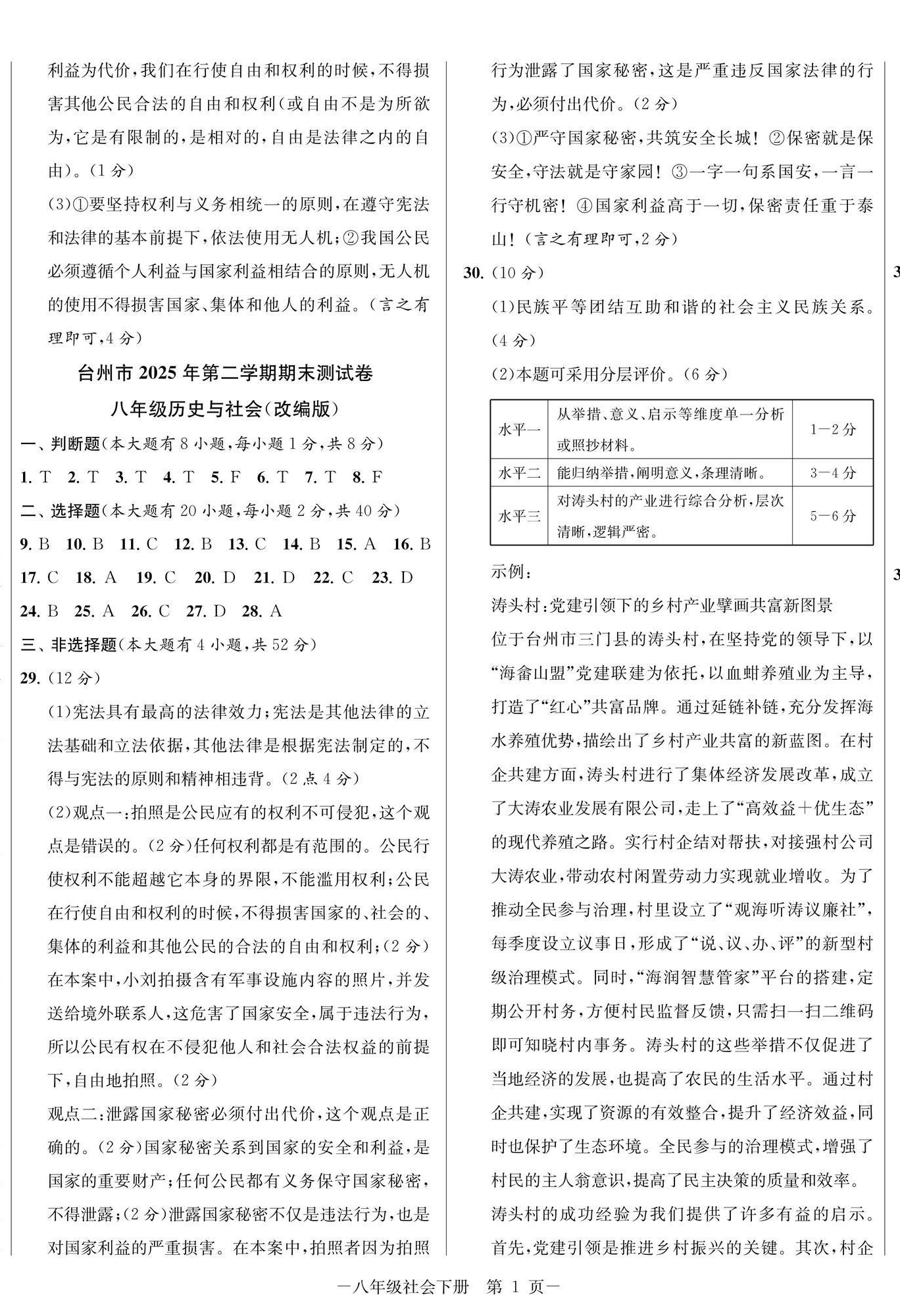 2026年金试卷天津科学技术出版社八年级社会下册人教版浙江专版&nbsp;第2页
