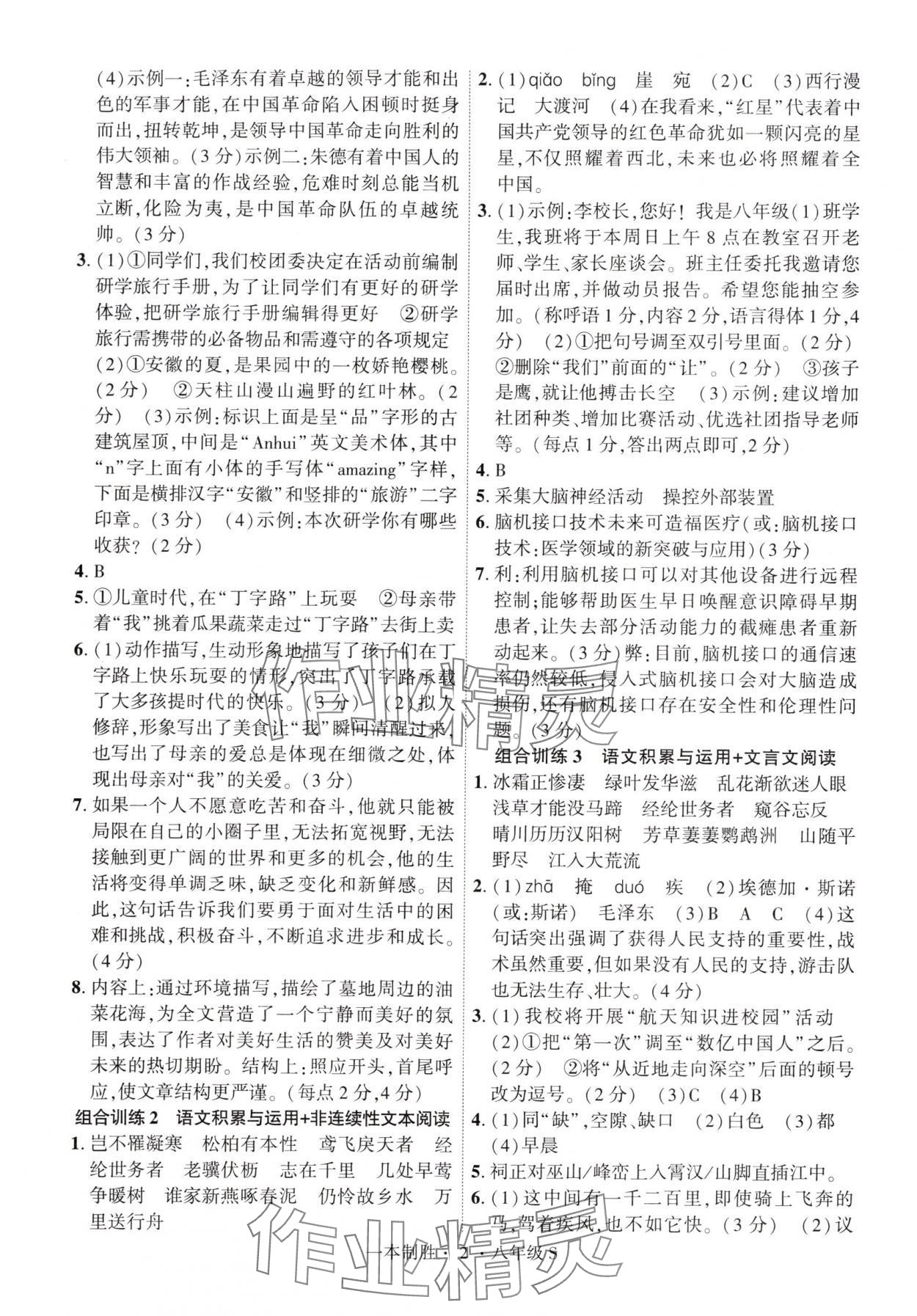 2024年一本制胜现代文阅读八年级语文上册人教版安徽专版 第2页