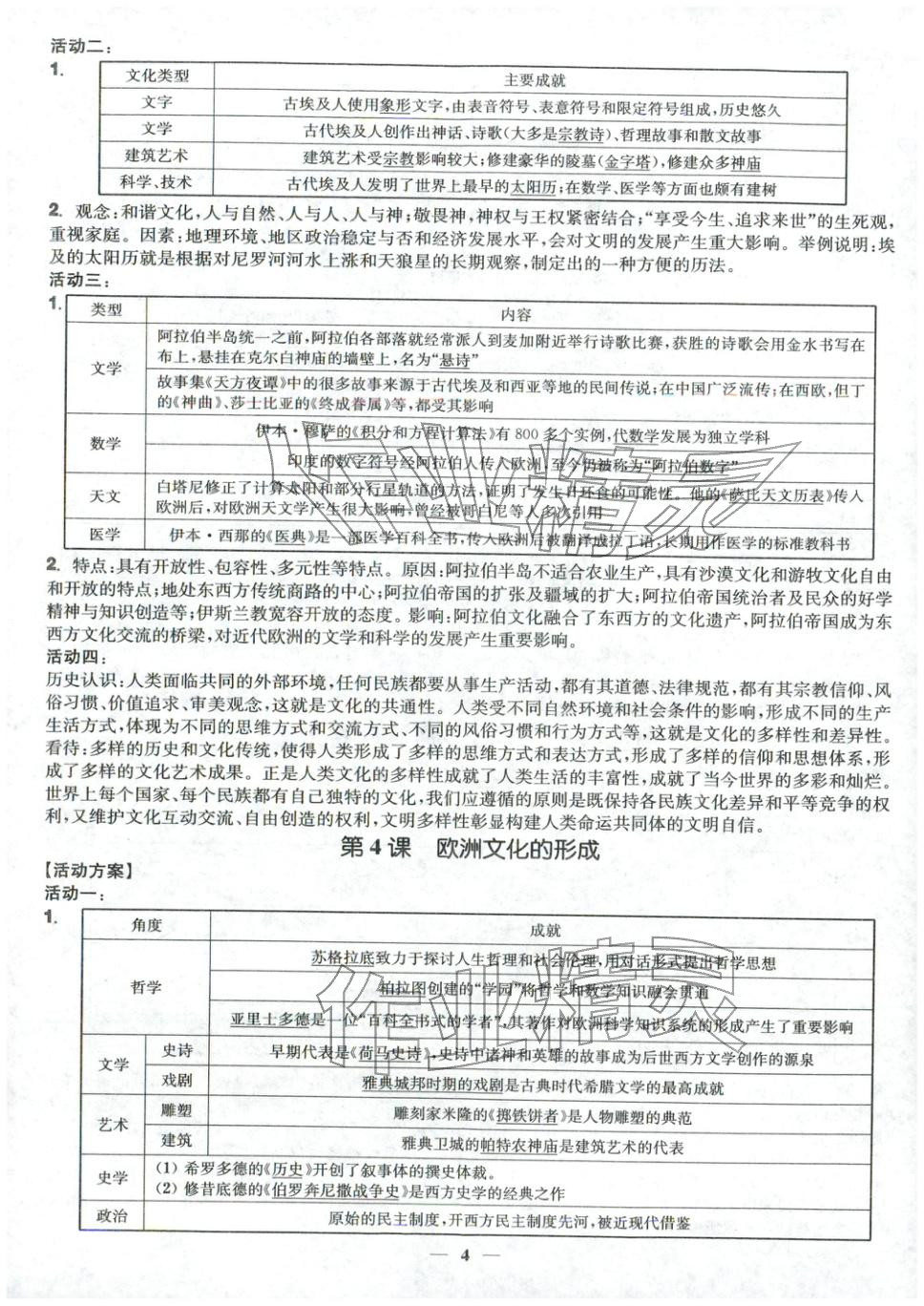 2025年活动单导学课程高中历史选择性必修第三册人教版&nbsp;第4页