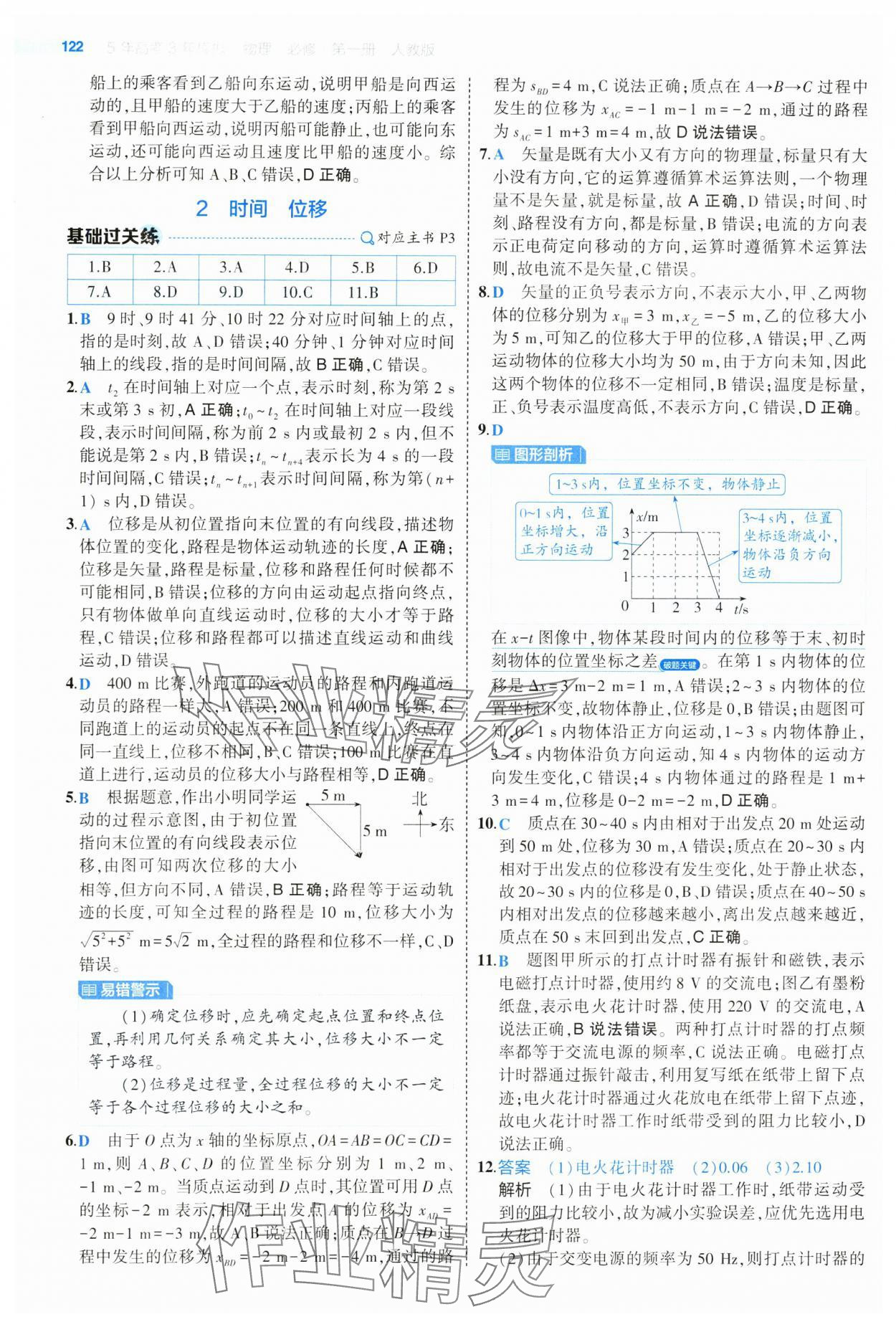 2024年5年高考3年模擬高中物理必修第一冊(cè)人教版江蘇專版 參考答案第2頁(yè)