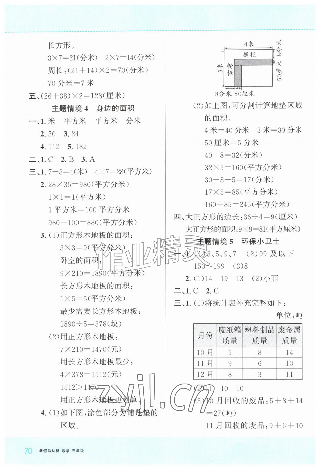 2026年暑假总动员贵州人民出版社有限公司三年级数学人教版&nbsp;参考答案第2页