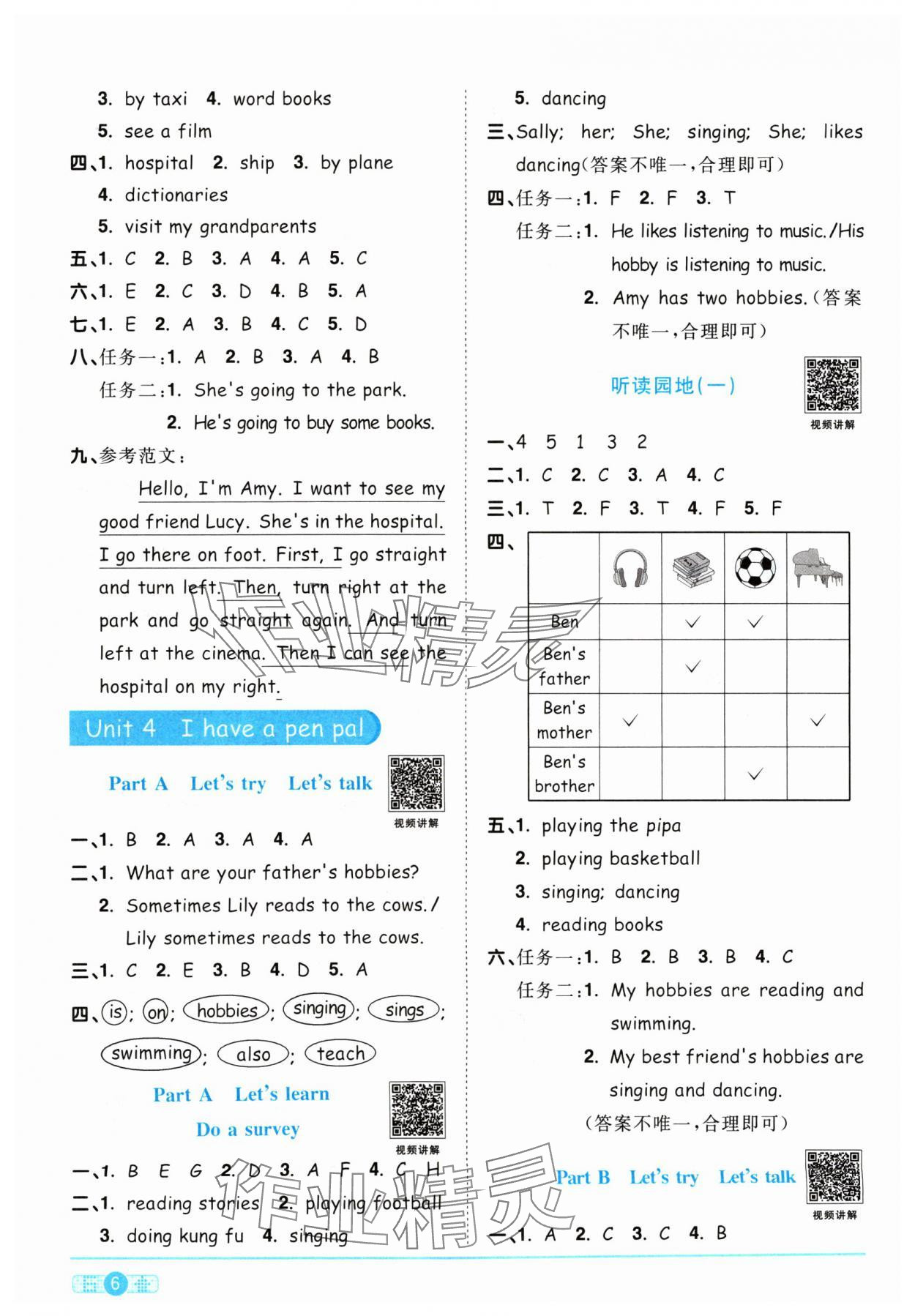 2024年陽光同學(xué)課時優(yōu)化作業(yè)六年級英語上冊人教PEP版 參考答案第6頁