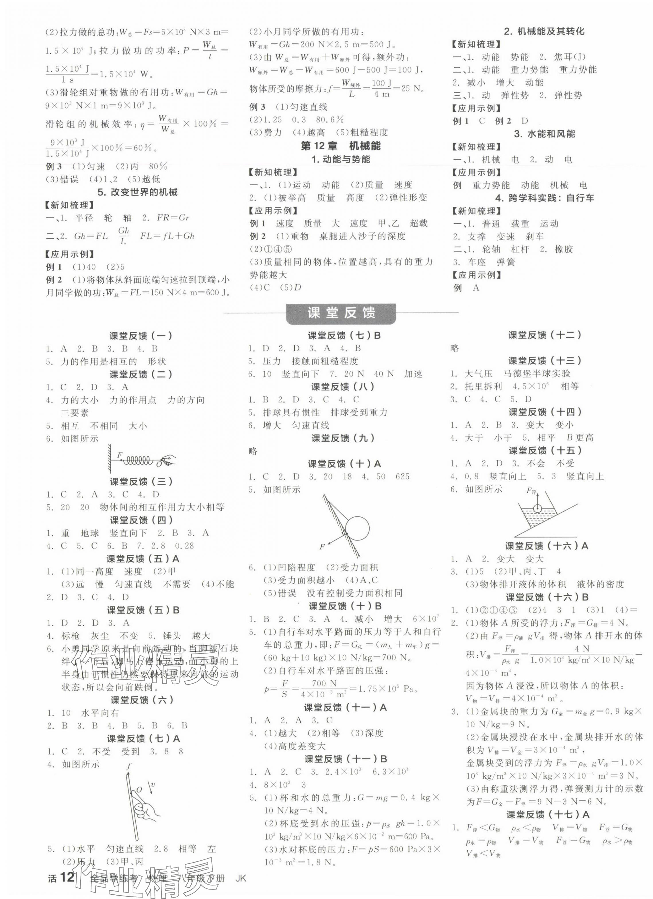 2025年全品學練考八年級物理下冊教科版 第3頁