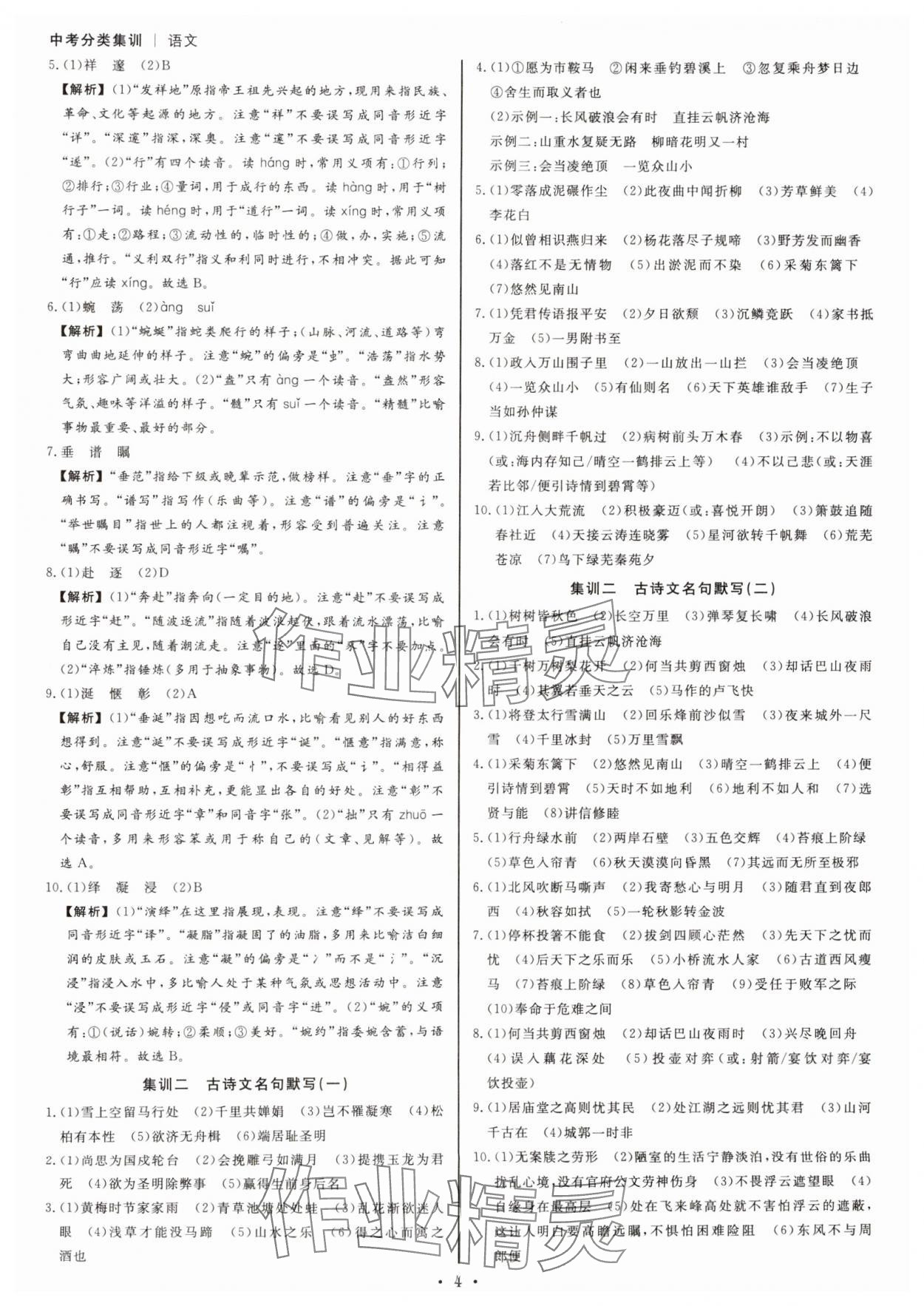 2025年浙派名師中考方略分類集訓(xùn)語文中考人教版浙江專版 參考答案第3頁