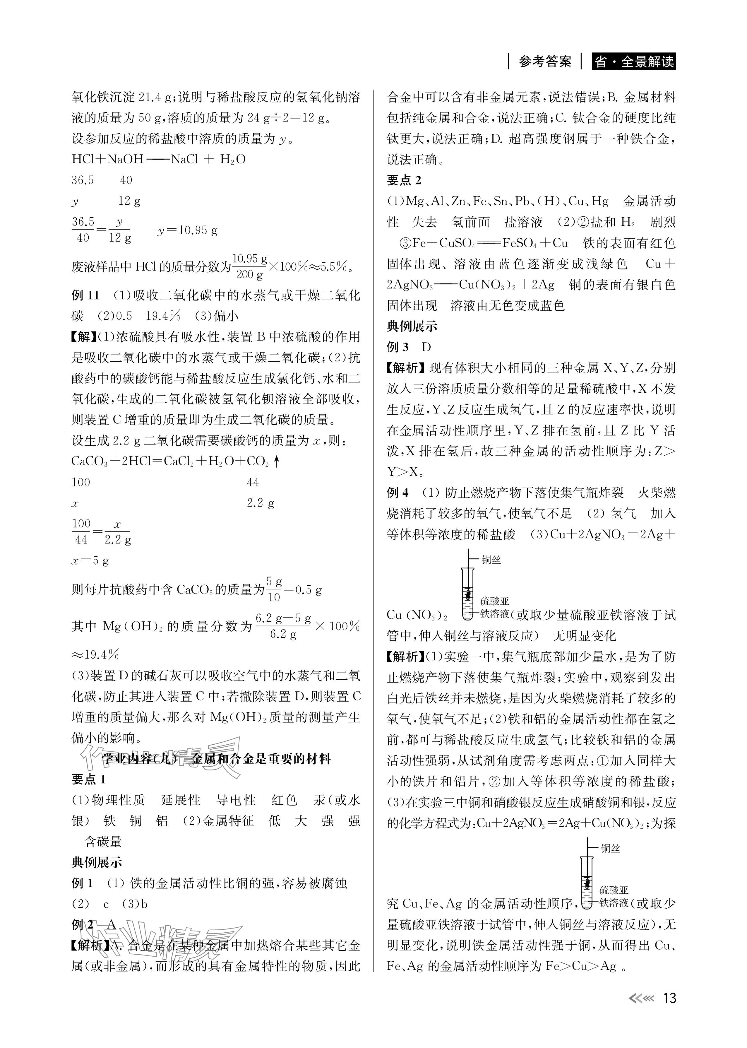 2024年中考復(fù)習(xí)全景解讀科學(xué)基礎(chǔ)版 參考答案第13頁(yè)