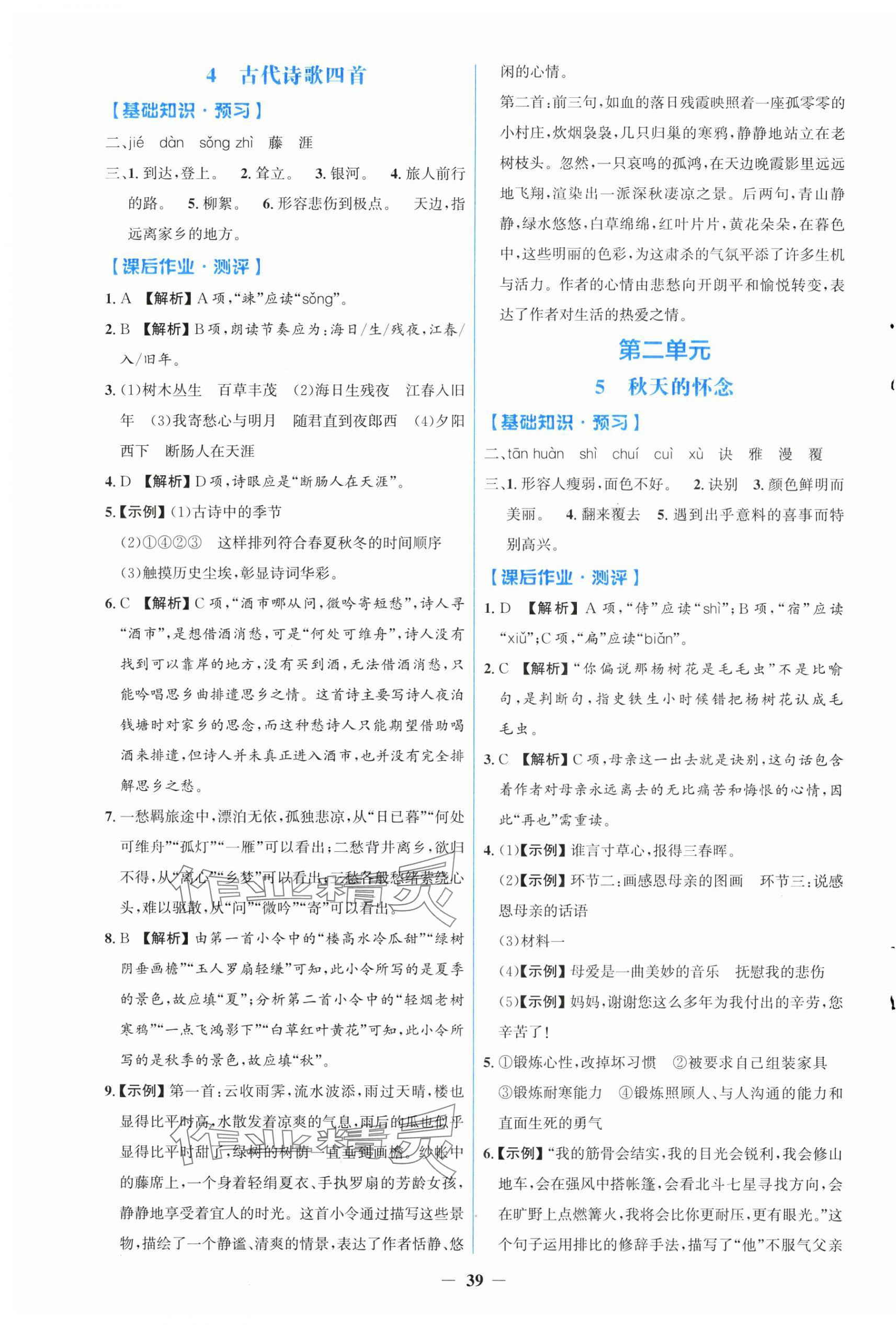 2025年阳光课堂金牌练习册七年级语文上册人教版 第3页