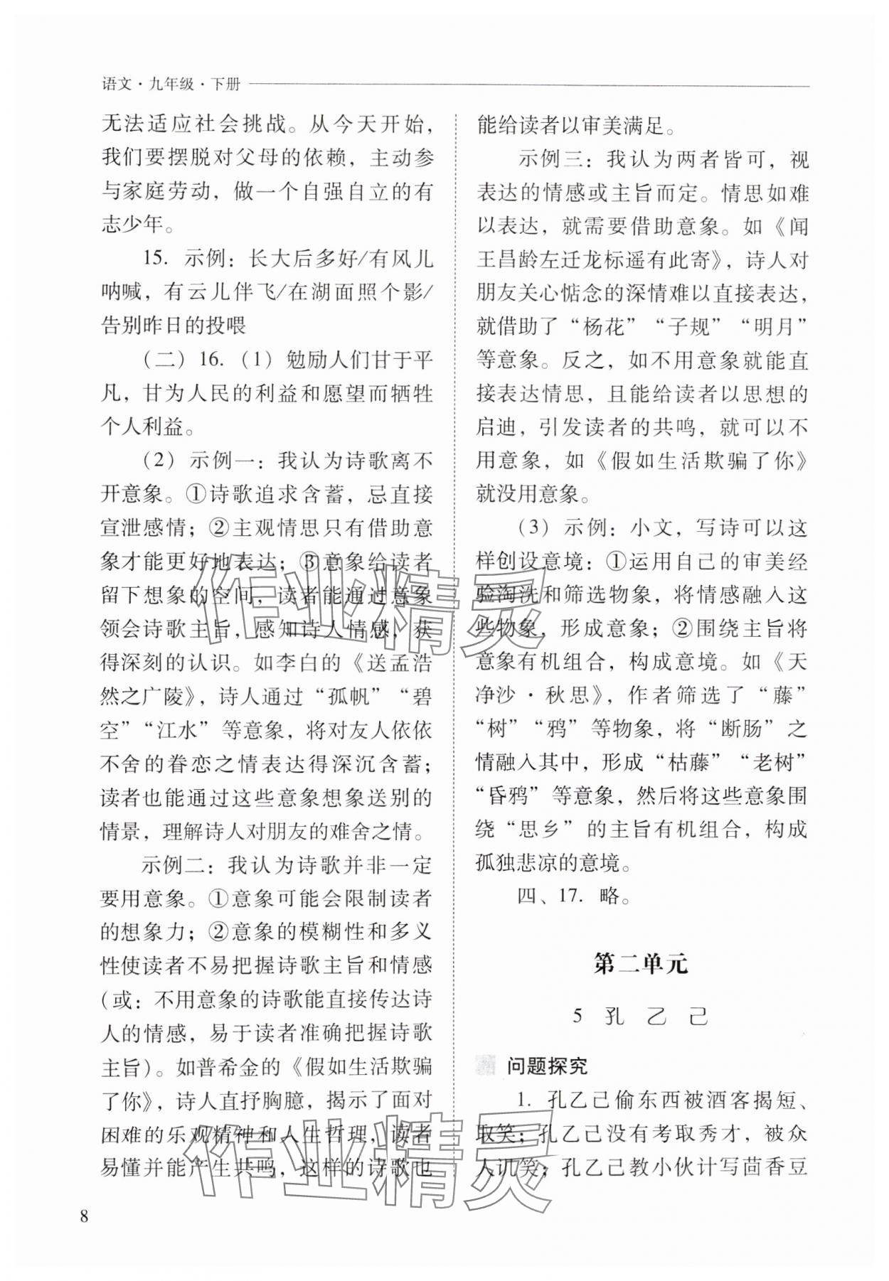 2025年新課程問題解決導學方案九年級語文下冊人教版 第8頁