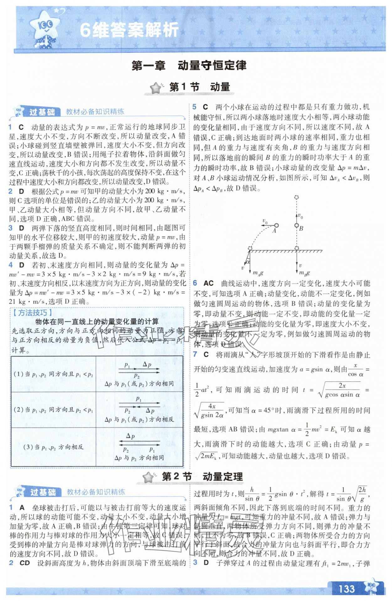 2025年一遍過高中物理選擇性必修第一冊人教版 參考答案第1頁