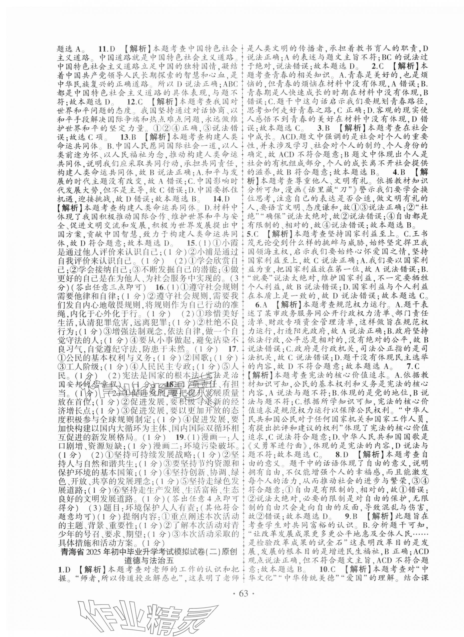 2025年金榜名卷模擬試卷道德與法治人教版青海專版 第3頁