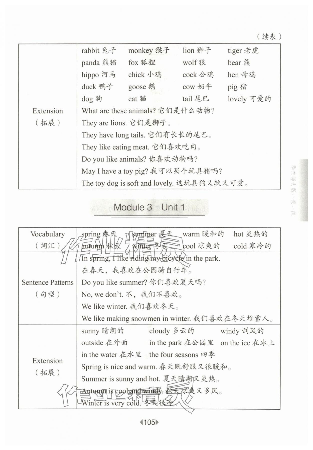 2024年華東師大版一課一練二年級英語下冊滬教版五四制 參考答案第5頁