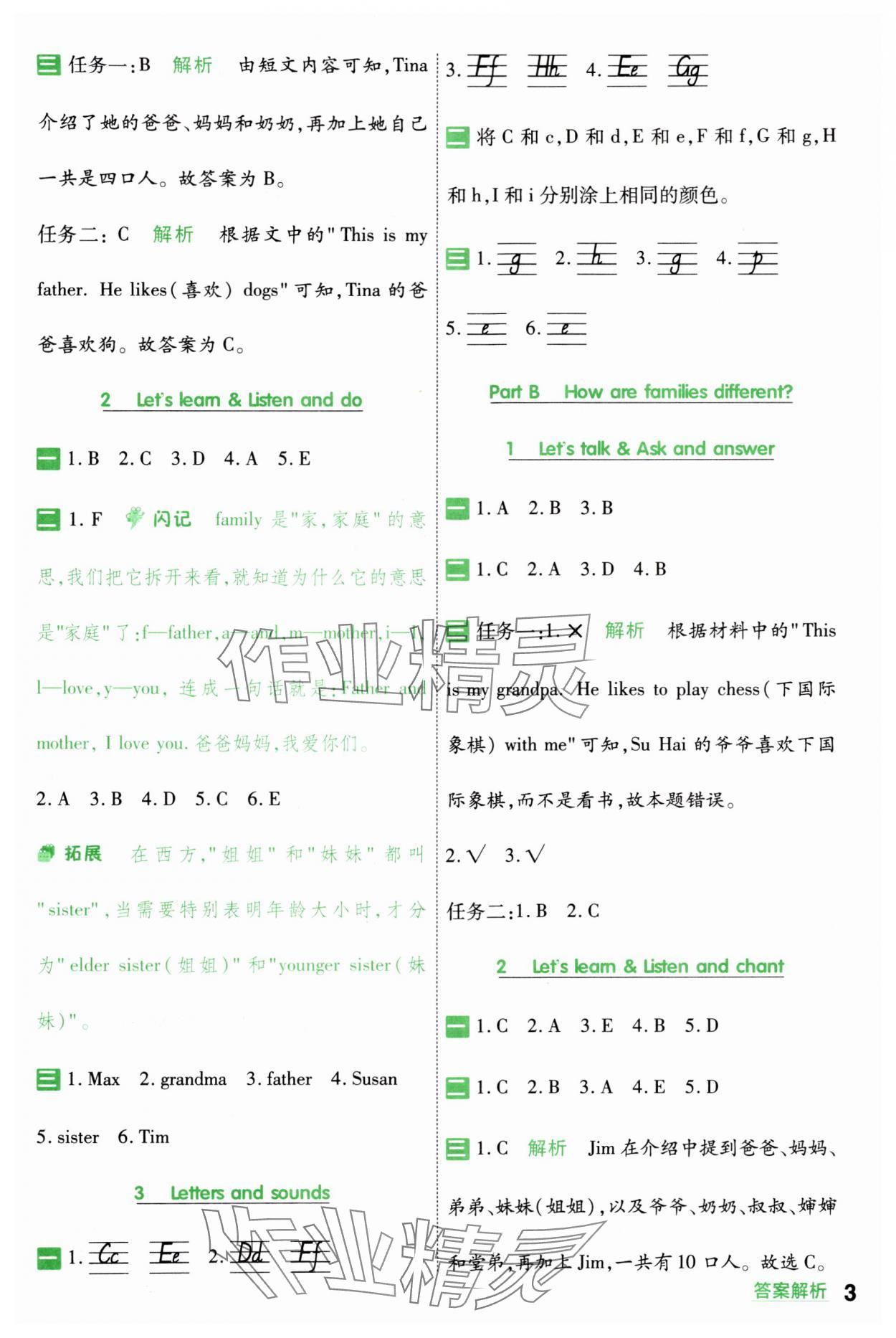 2024年一遍過三年級英語上冊人教版 參考答案第3頁