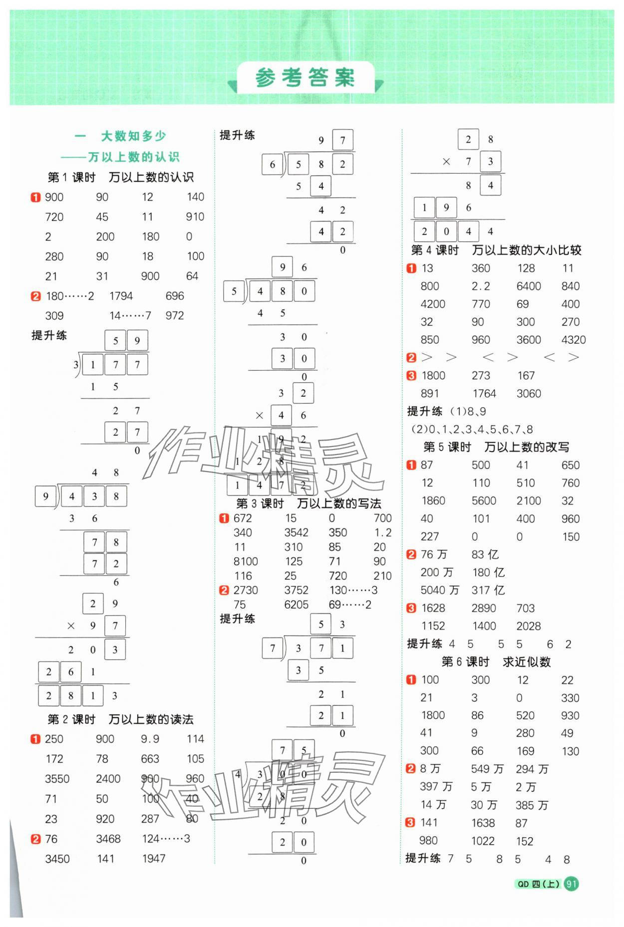 2024年陽(yáng)光同學(xué)計(jì)算小達(dá)人四年級(jí)數(shù)學(xué)上冊(cè)青島版 第1頁(yè)