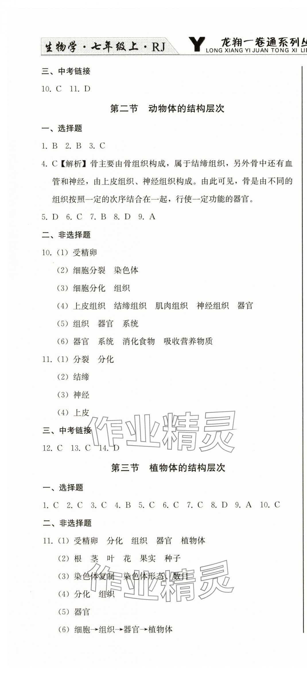 2024年龍翔一卷通七年級生物上冊人教版 第4頁