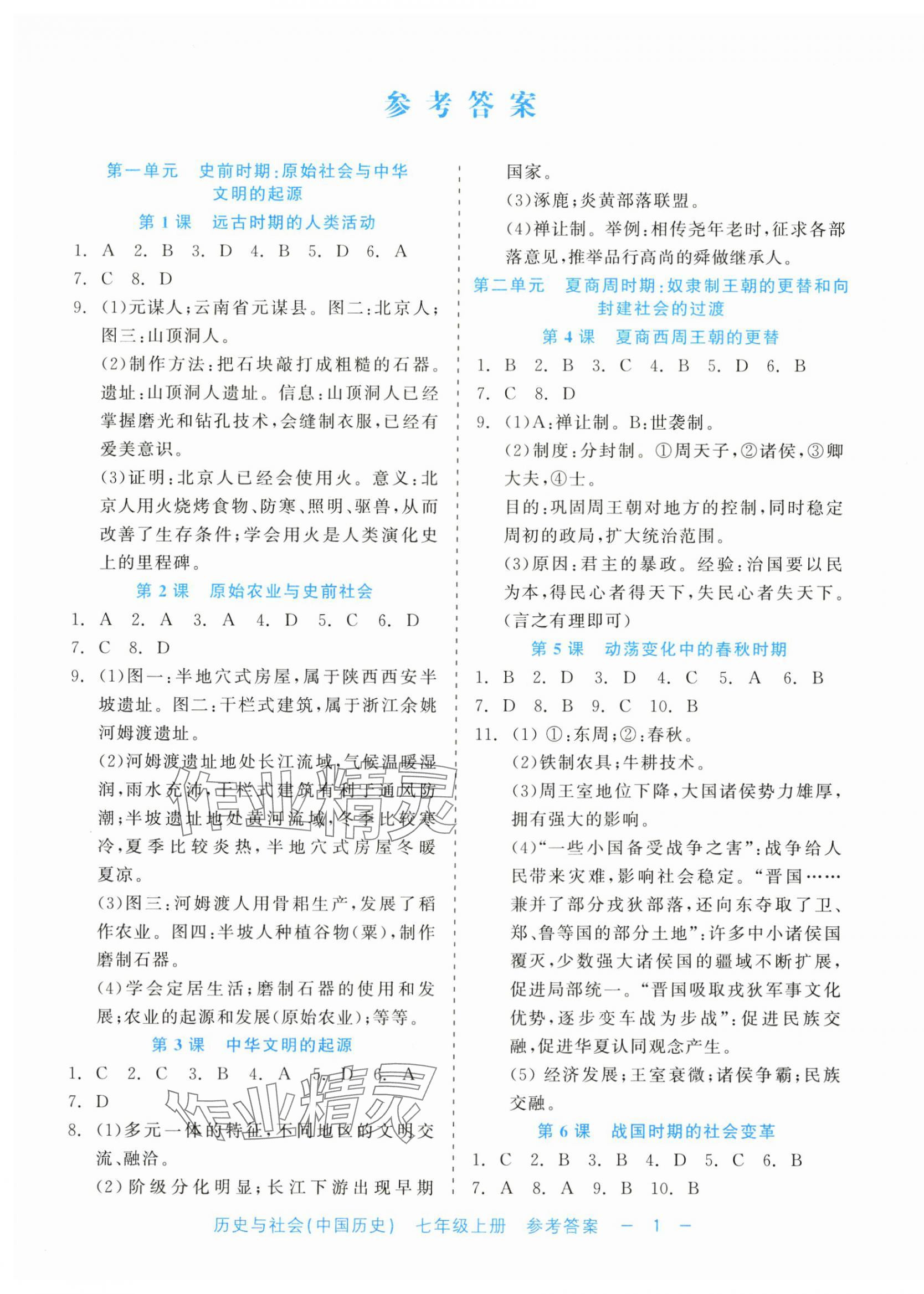 2024年精彩練習(xí)就練這一本七年級歷史上冊人教版評議教輔 第1頁