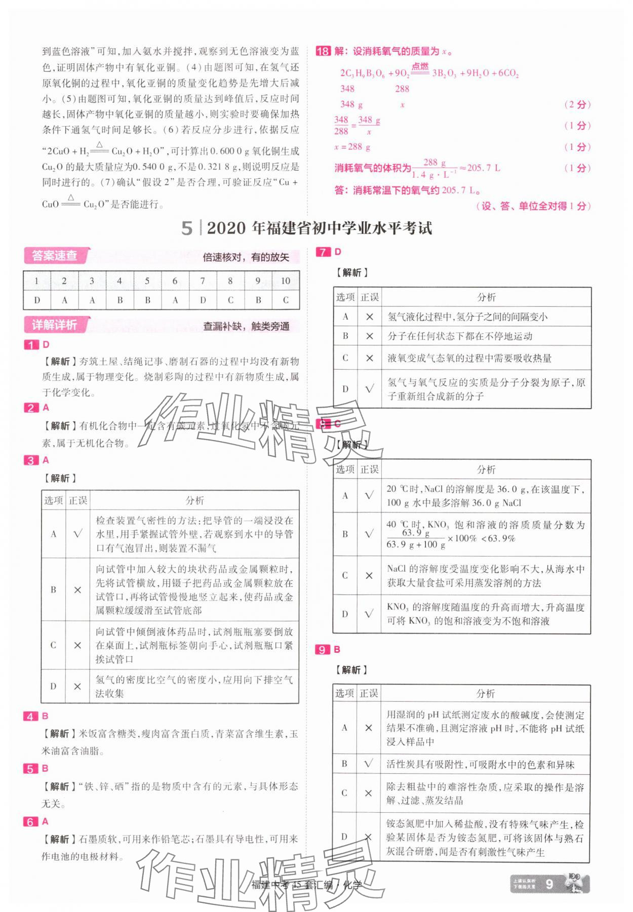 2025年金考卷福建中考45套匯編化學(xué) 參考答案第9頁