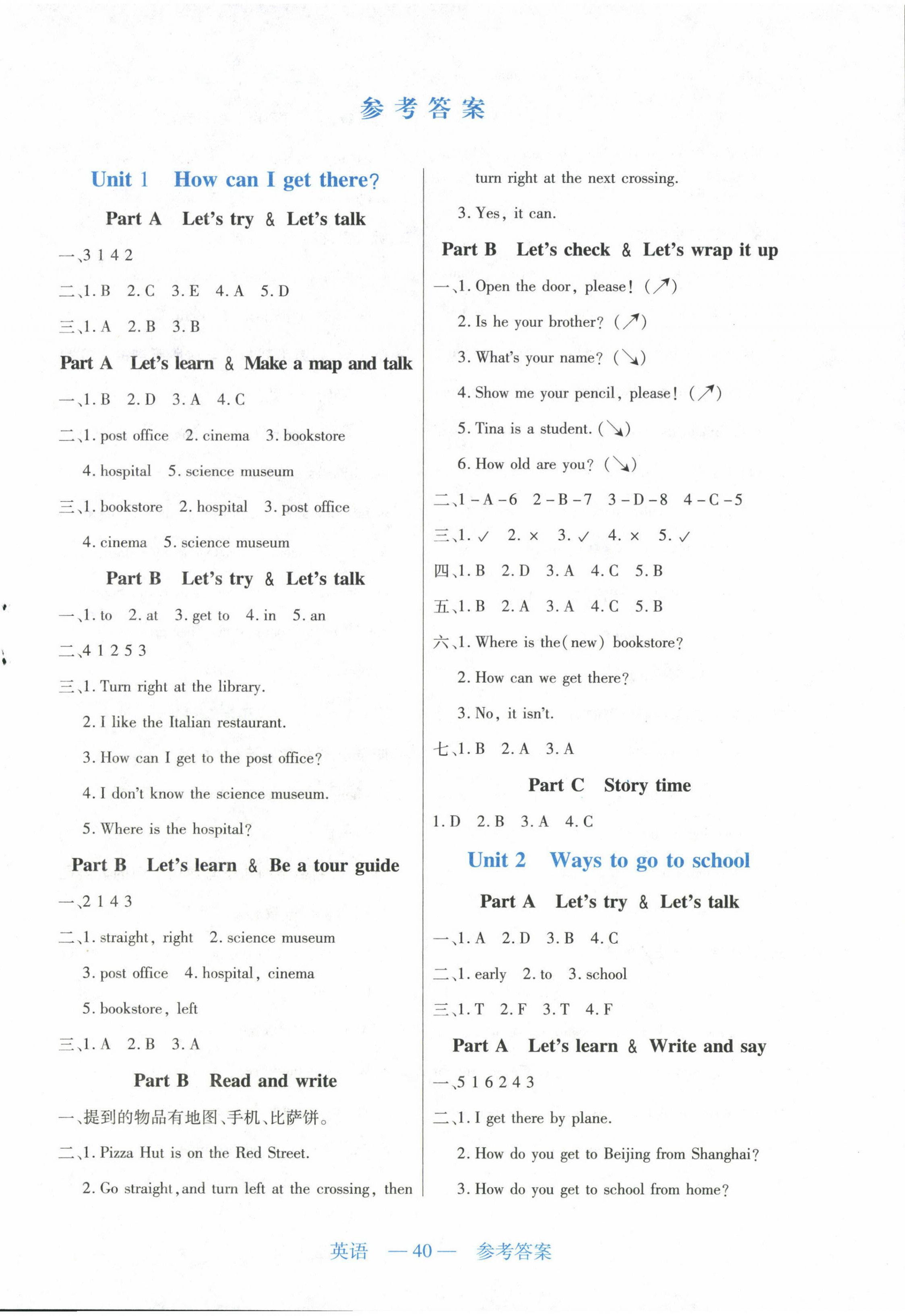 2024年新課程新練習(xí)六年級(jí)英語(yǔ)上冊(cè)人教版 參考答案第1頁(yè)